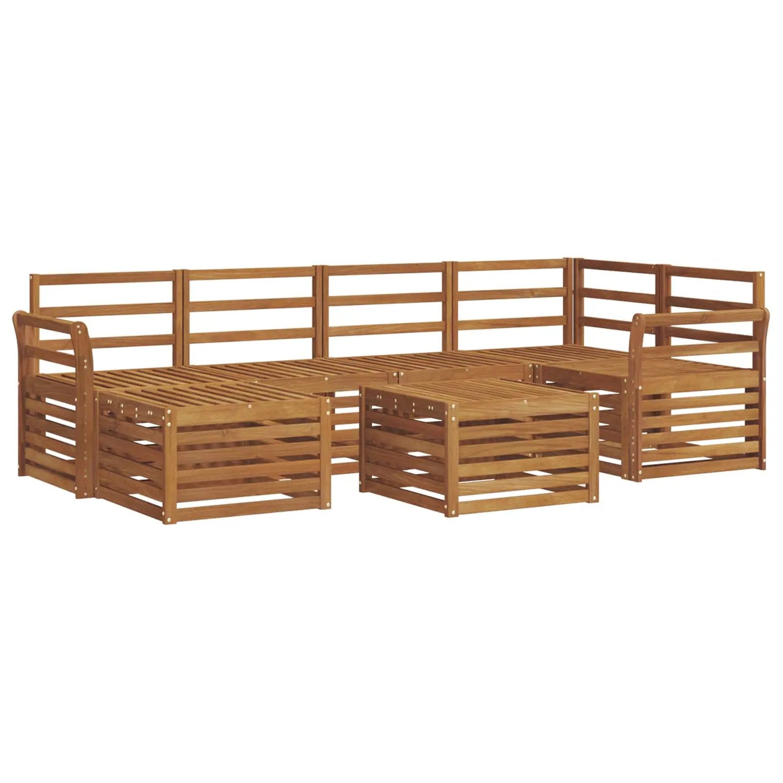 vidaXL vidaXL Sectional Sofa Set 7 pcs Natural Solid Acacia Wood - Garden Sofa Sets