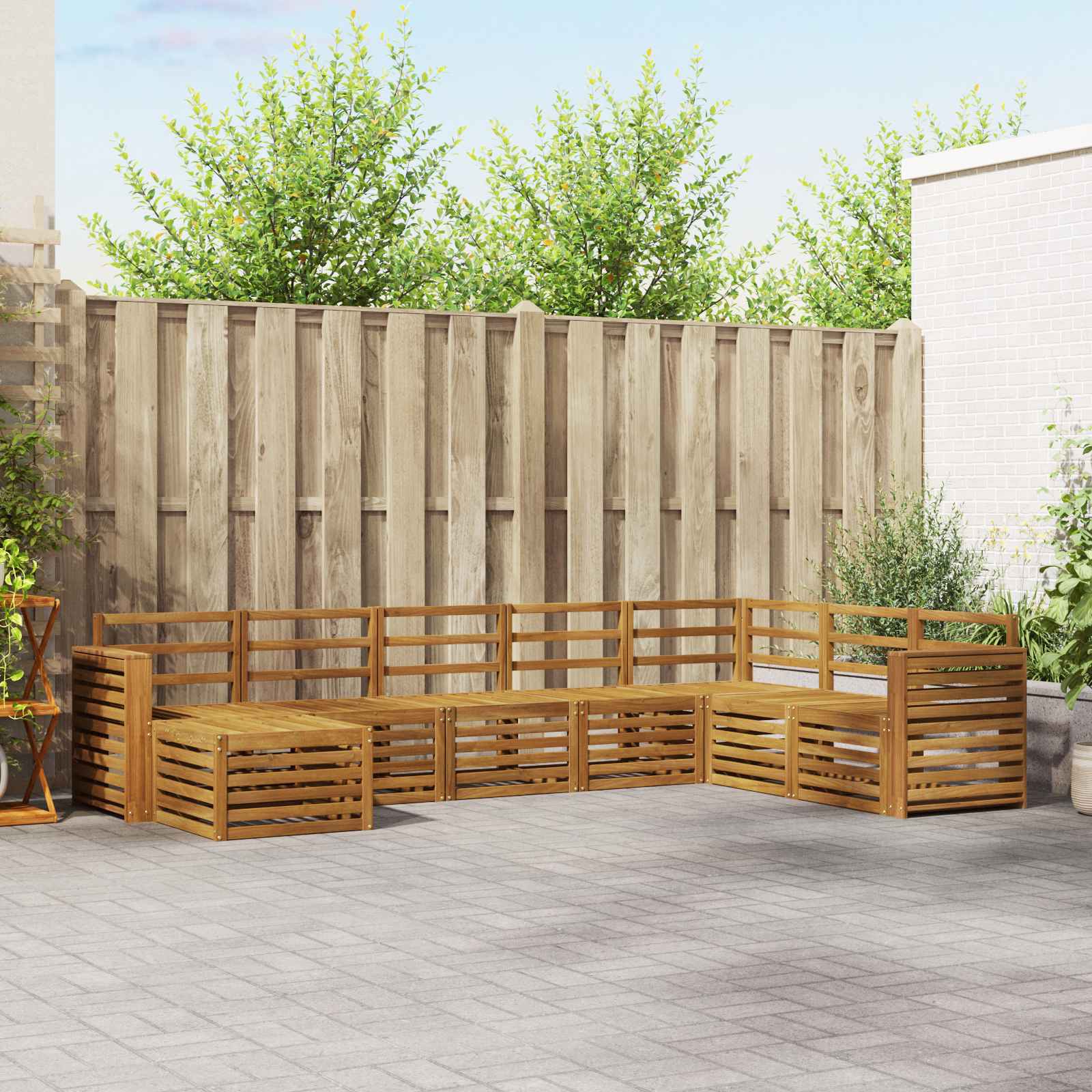 vidaXL vidaXL Outdoor Sofa Set 8 pcs Natural Solid Acacia Wood - Garden Sofa Sets