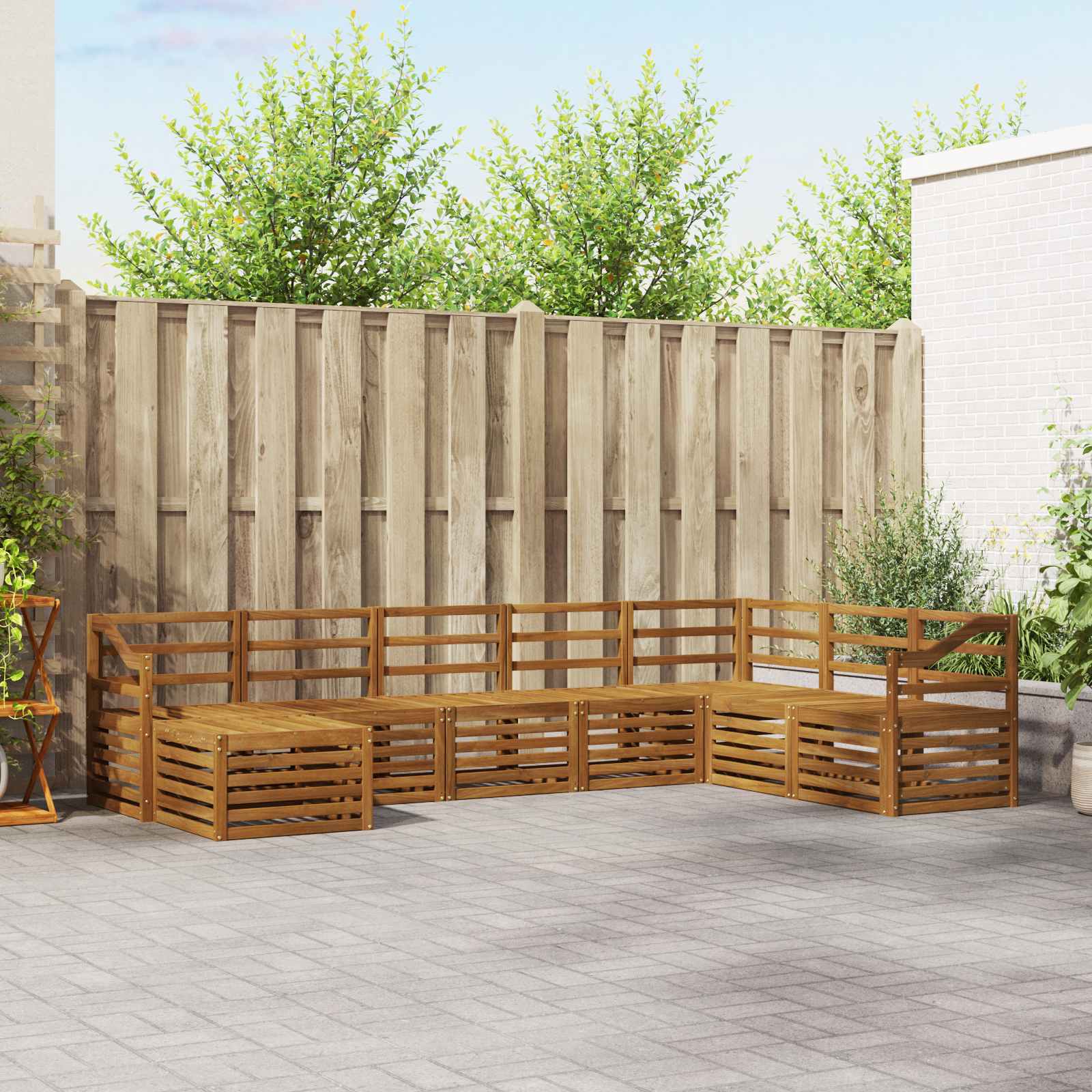 vidaXL vidaXL Outdoor Sofa Set 8 pcs Natural Solid Acacia Wood - Garden Sofa Sets