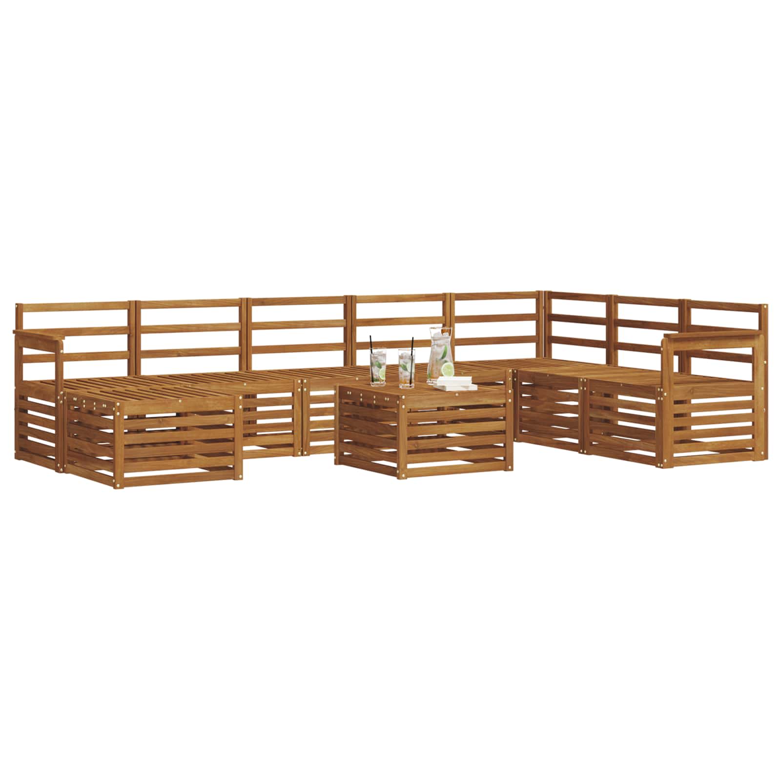vidaXL vidaXL Outdoor Sofa Set 9 pcs Natural Solid Acacia Wood - Garden Sofa Sets