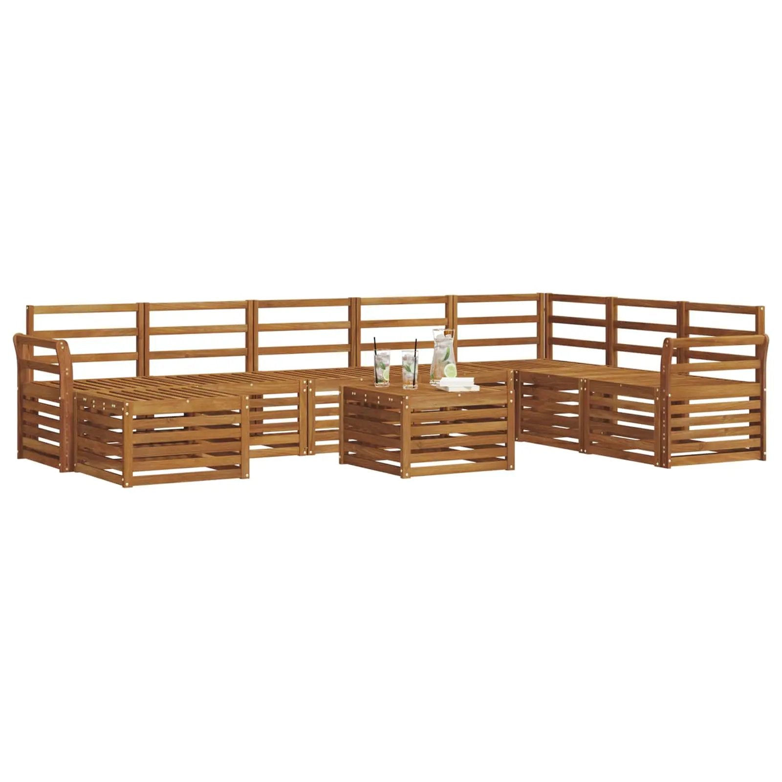 vidaXL vidaXL Outdoor Sofa Set 9 pcs Natural Solid Acacia Wood - Garden Sofa Sets