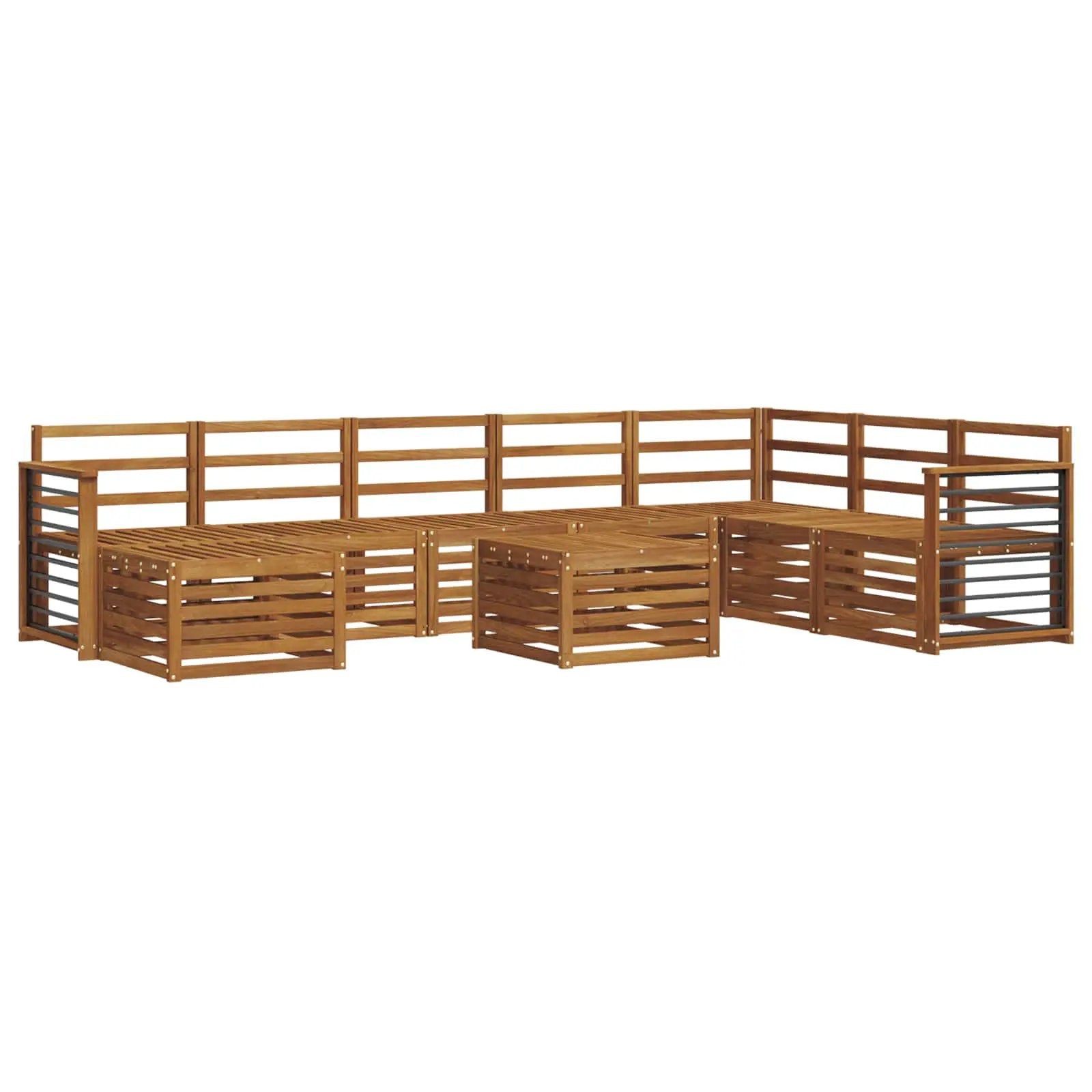 vidaXL vidaXL Sectional Sofa Set 9 pcs Natural Solid Acacia Wood - Garden Sofa Sets