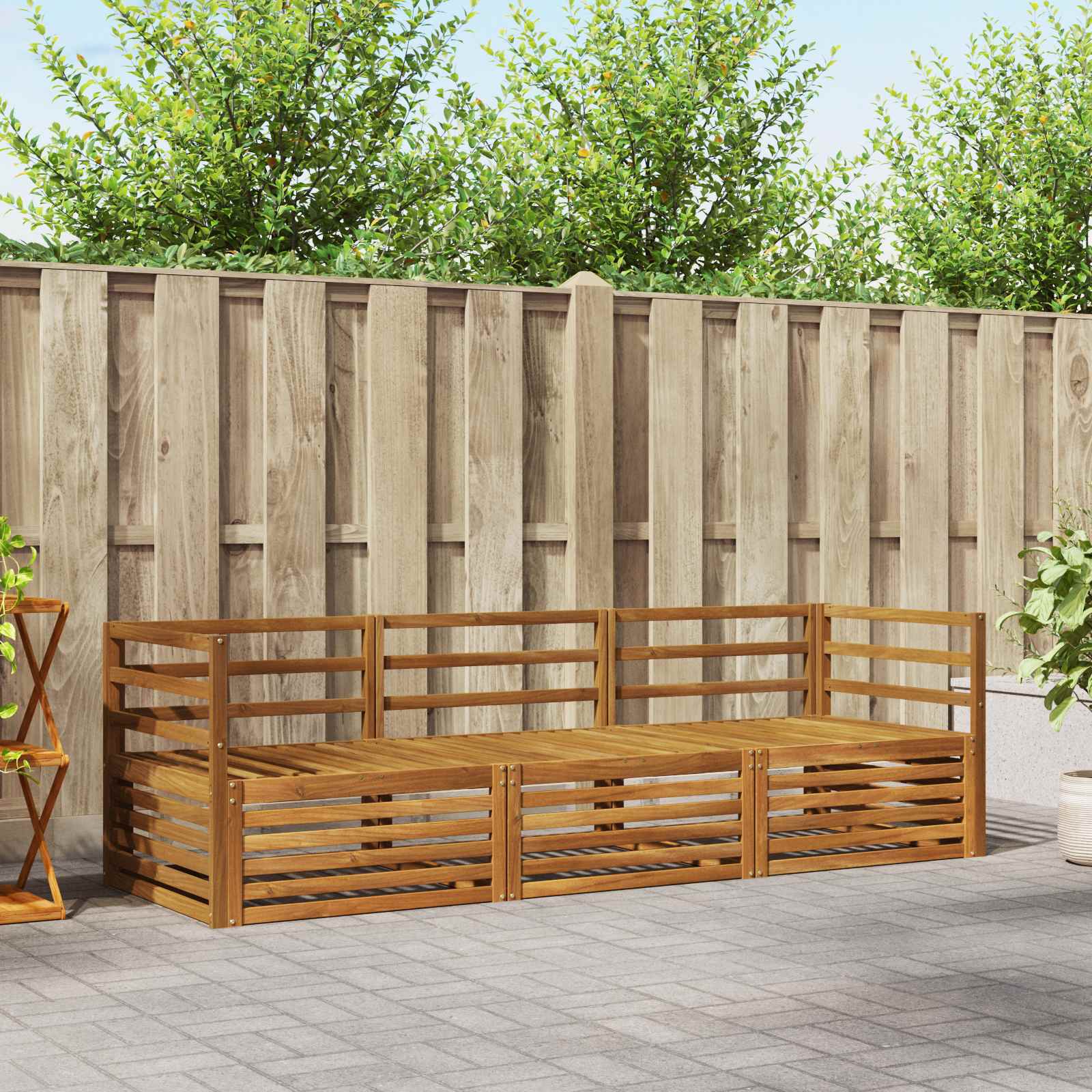 vidaXL vidaXL Outdoor Sofa Set 3 pcs Natural Solid Acacia Wood - Garden Sofa Sets