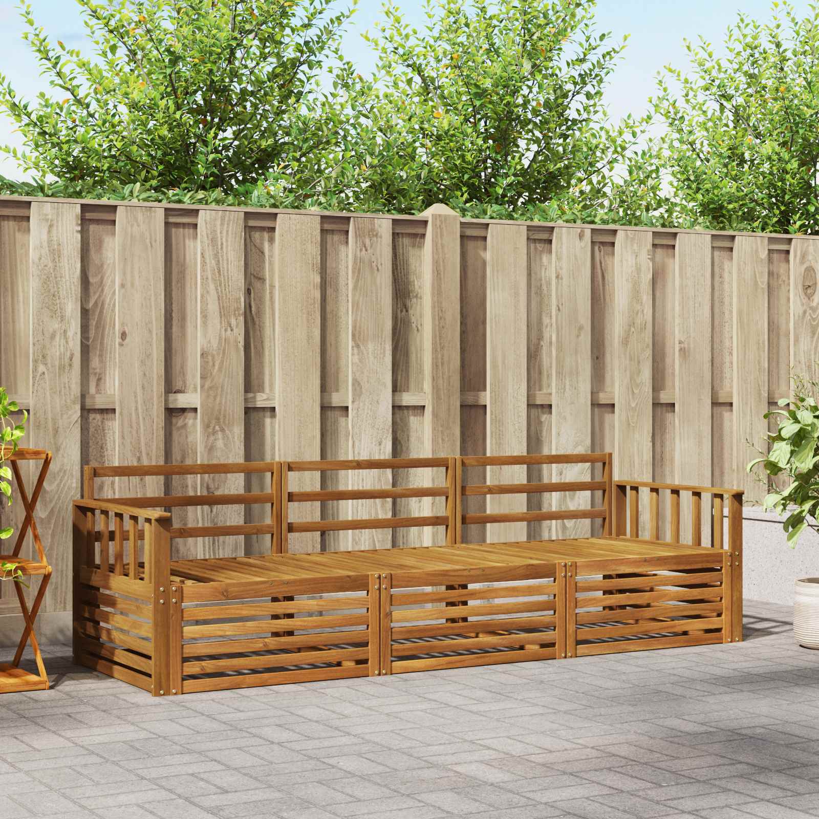vidaXL vidaXL Outdoor Sofa Set 3 pcs Natural Solid Acacia Wood - Garden Sofa Sets