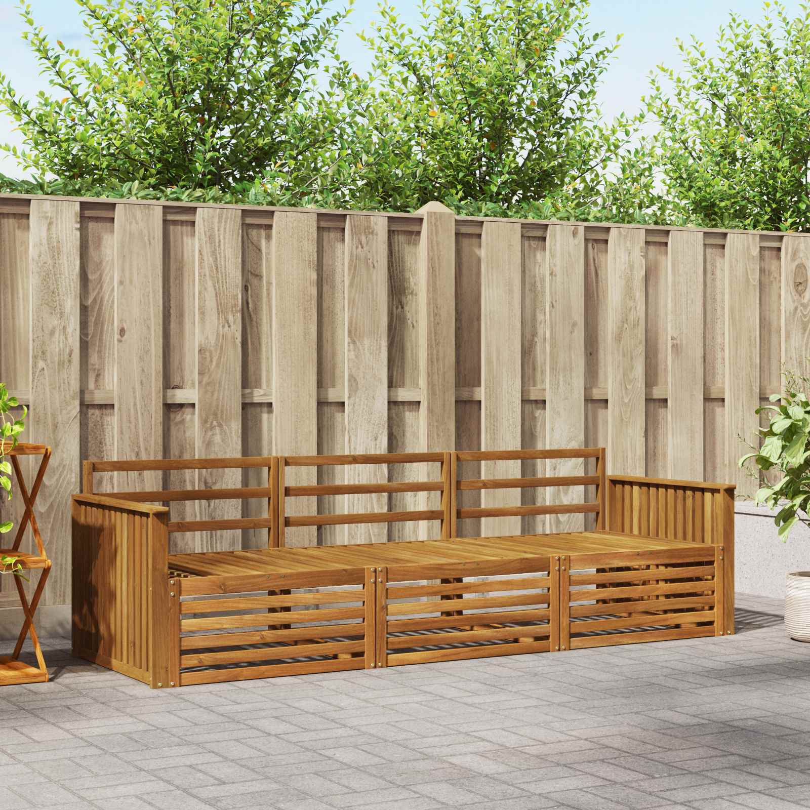 vidaXL vidaXL Outdoor Sofa Set 3 pcs Natural Solid Acacia Wood - Garden Sofa Sets