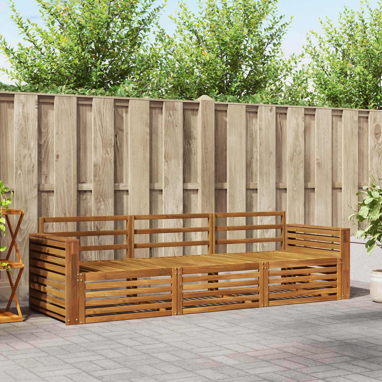 vidaXL vidaXL Outdoor Sofa Set 3 pcs Natural Solid Acacia Wood - Garden Sofa Sets