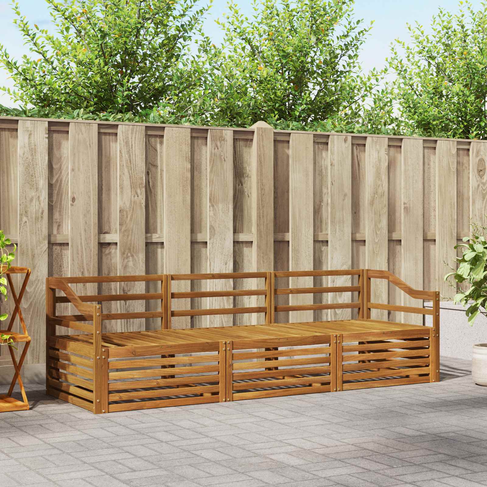 vidaXL vidaXL Outdoor Sofa Set 3 pcs Natural Solid Acacia Wood - Garden Sofa Sets