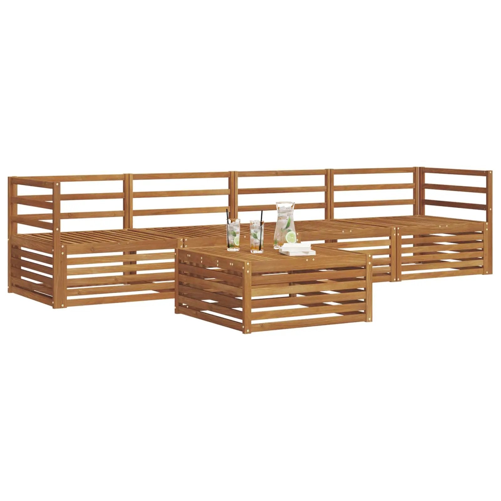 vidaXL vidaXL Outdoor Sofa Set 5 pcs Natural Solid Acacia Wood - Garden Sofa Sets