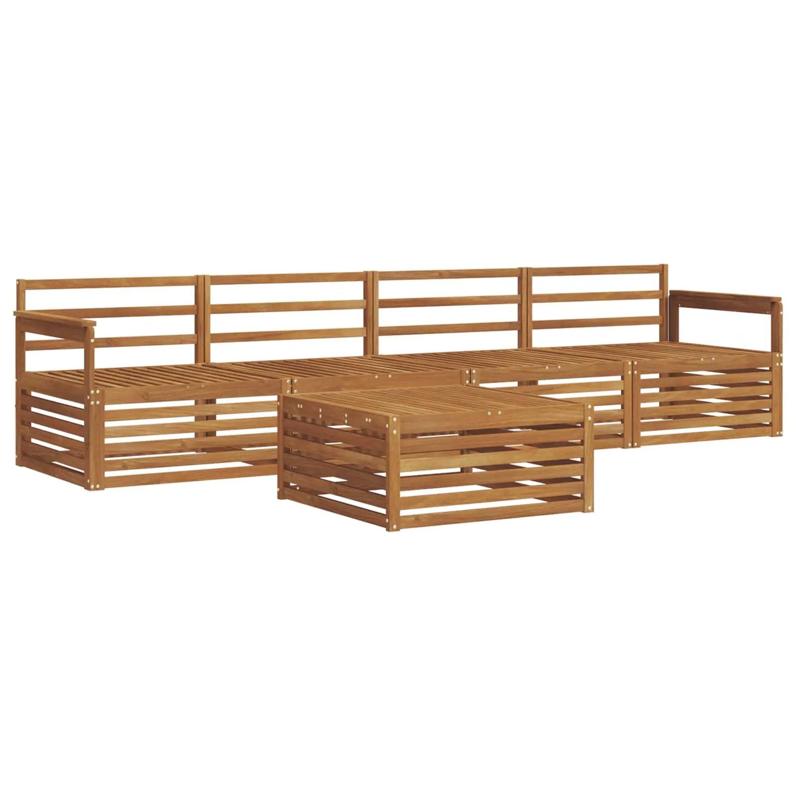 vidaXL vidaXL Outdoor Sofa Set 5 pcs Natural Solid Acacia Wood - Garden Sofa Sets