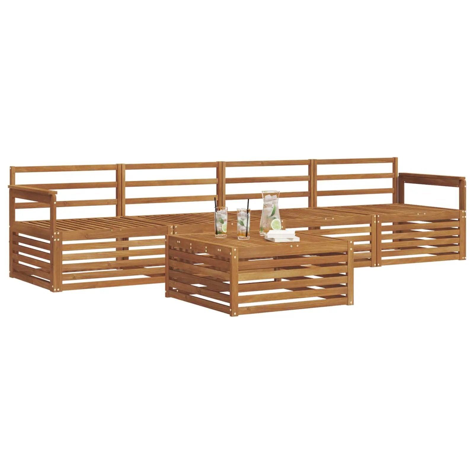vidaXL vidaXL Outdoor Sofa Set 5 pcs Natural Solid Acacia Wood - Garden Sofa Sets