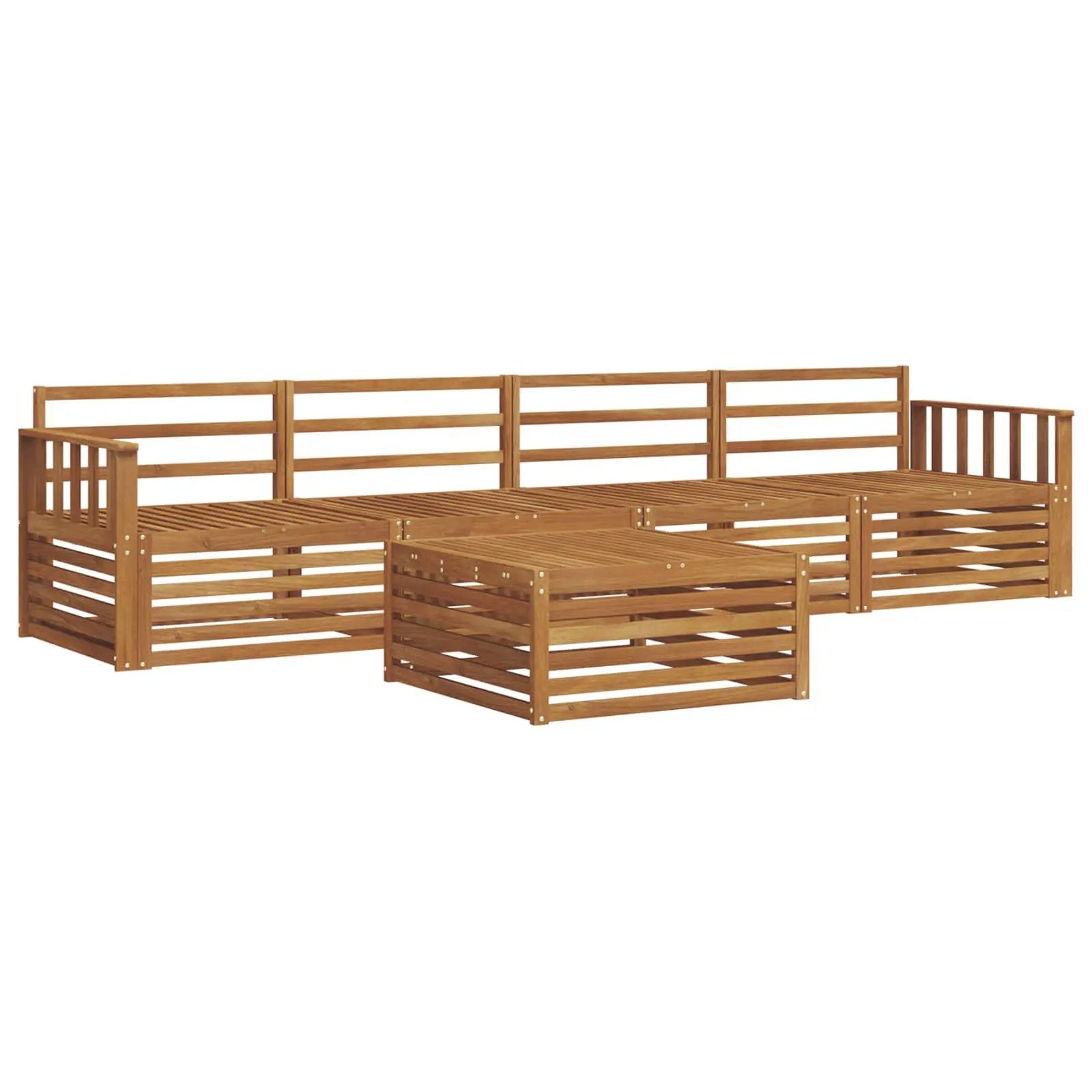 vidaXL vidaXL Outdoor Sofa Set 5 pcs Natural Solid Acacia Wood - Garden Sofa Sets