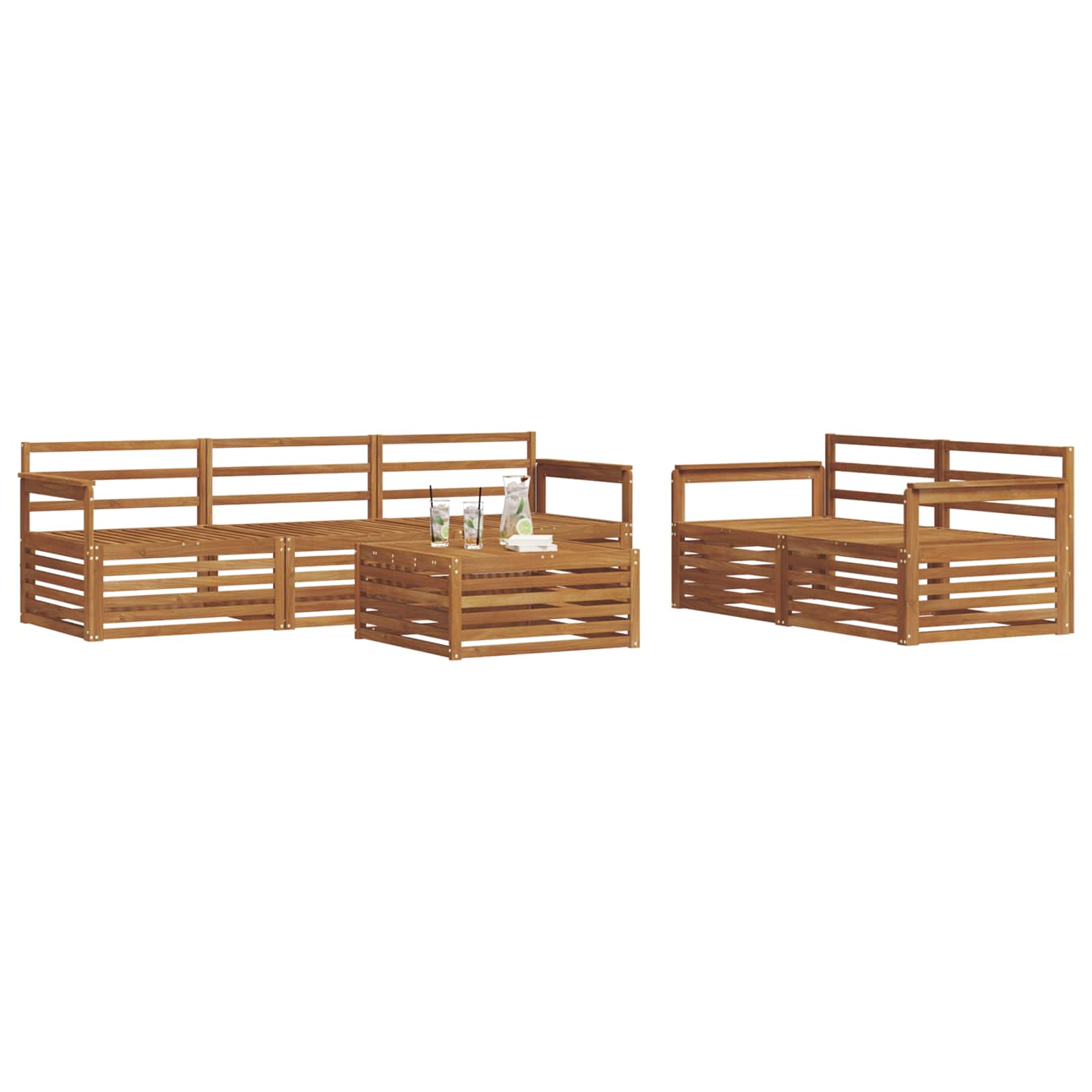 vidaXL vidaXL Outdoor Sofa Set 6 pcs Natural Solid Acacia Wood - Garden Sofa Sets