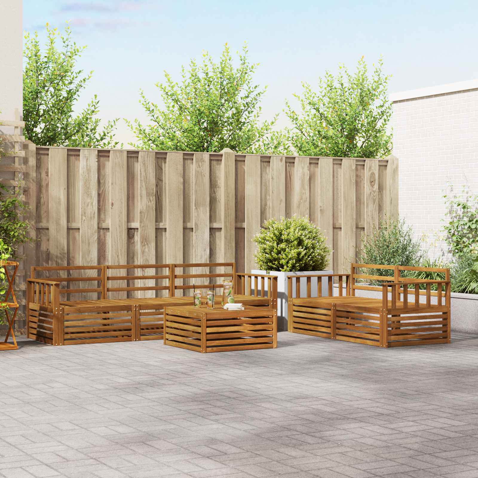 vidaXL vidaXL Outdoor Sofa Set 6 pcs Natural Solid Acacia Wood - Garden Sofa Sets