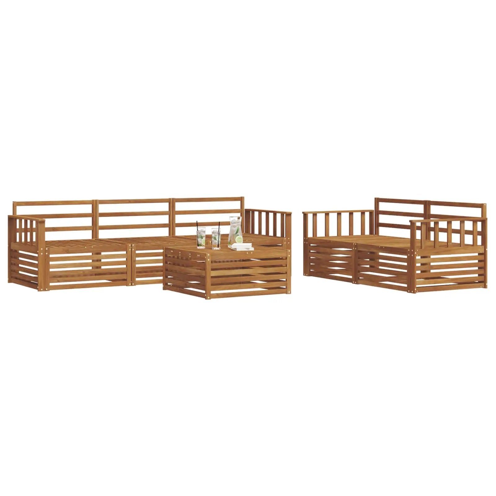 vidaXL vidaXL Outdoor Sofa Set 6 pcs Natural Solid Acacia Wood - Garden Sofa Sets