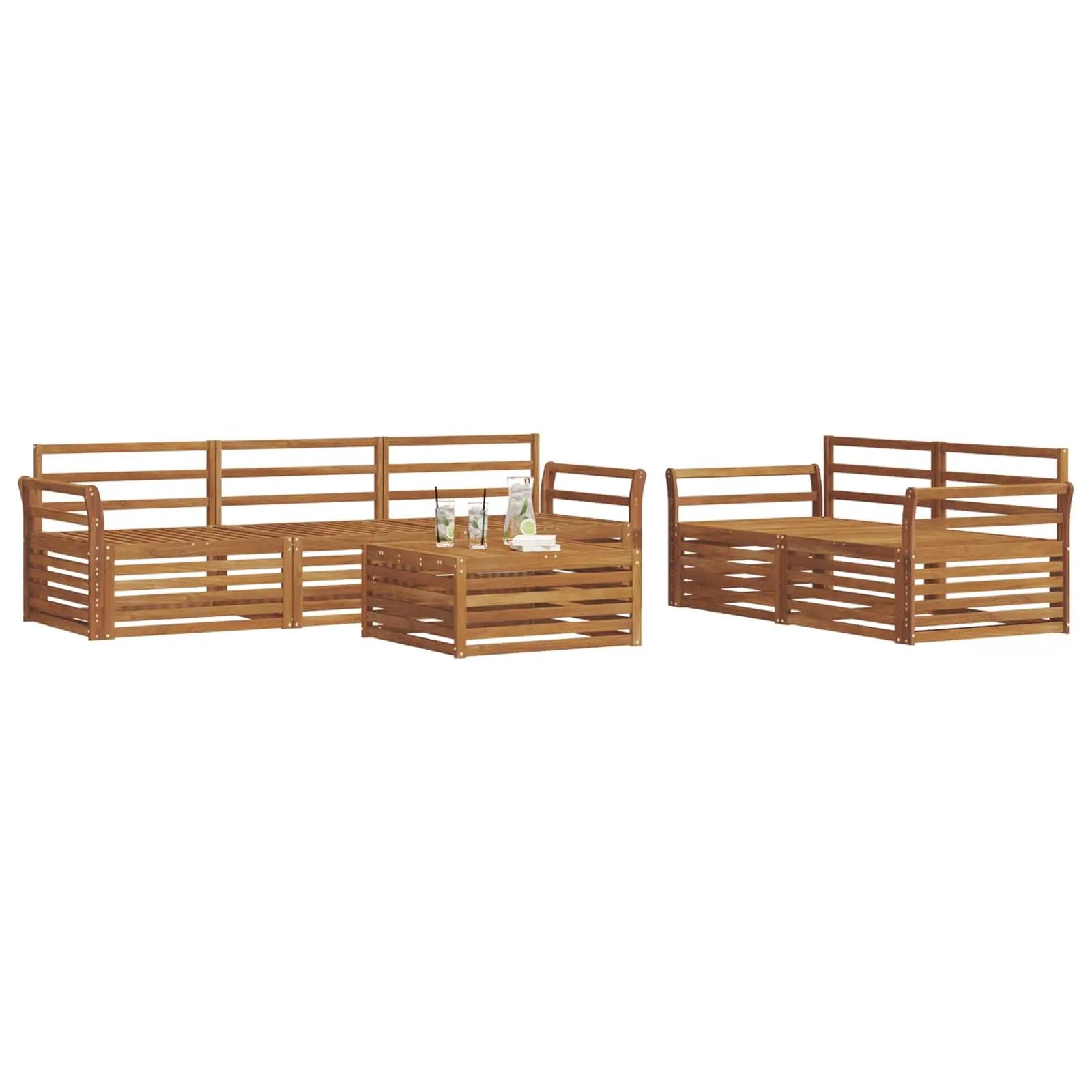 vidaXL vidaXL Outdoor Sofa Set 6 pcs Natural Solid Acacia Wood - Garden Sofa Sets