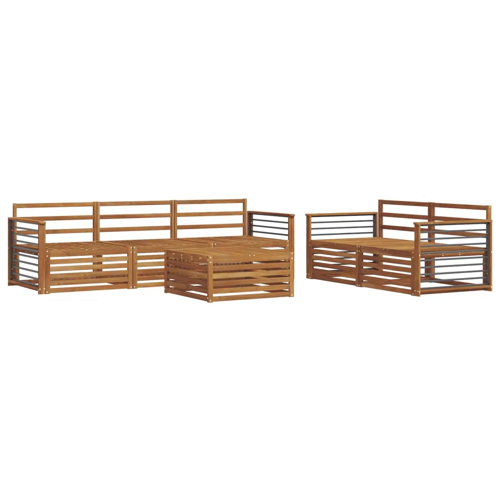 vidaXL vidaXL Outdoor Sofa Set 6 pcs Natural Solid Acacia Wood - Garden Sofa Sets