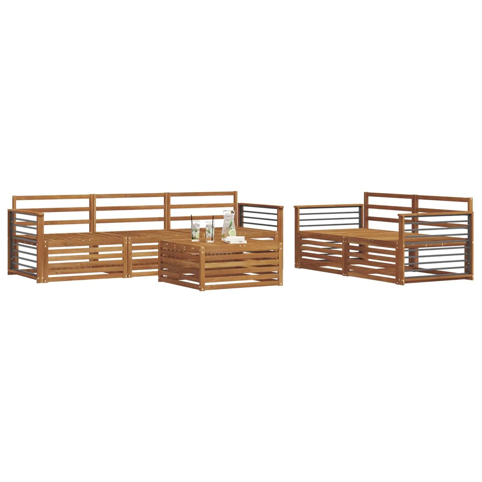 vidaXL vidaXL Outdoor Sofa Set 6 pcs Natural Solid Acacia Wood - Garden Sofa Sets