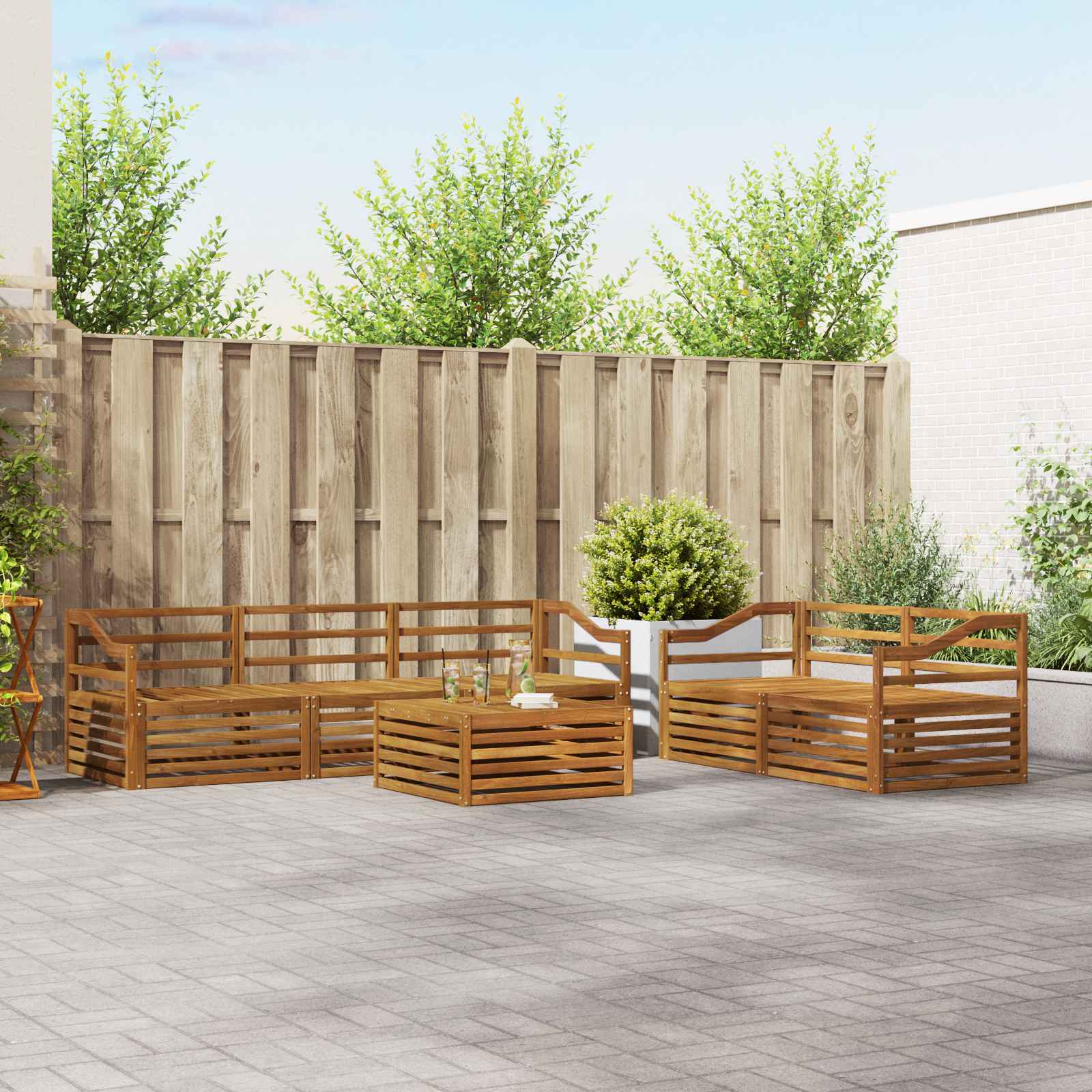 vidaXL vidaXL Outdoor Sofa Set 6 pcs Natural Solid Acacia Wood - Garden Sofa Sets