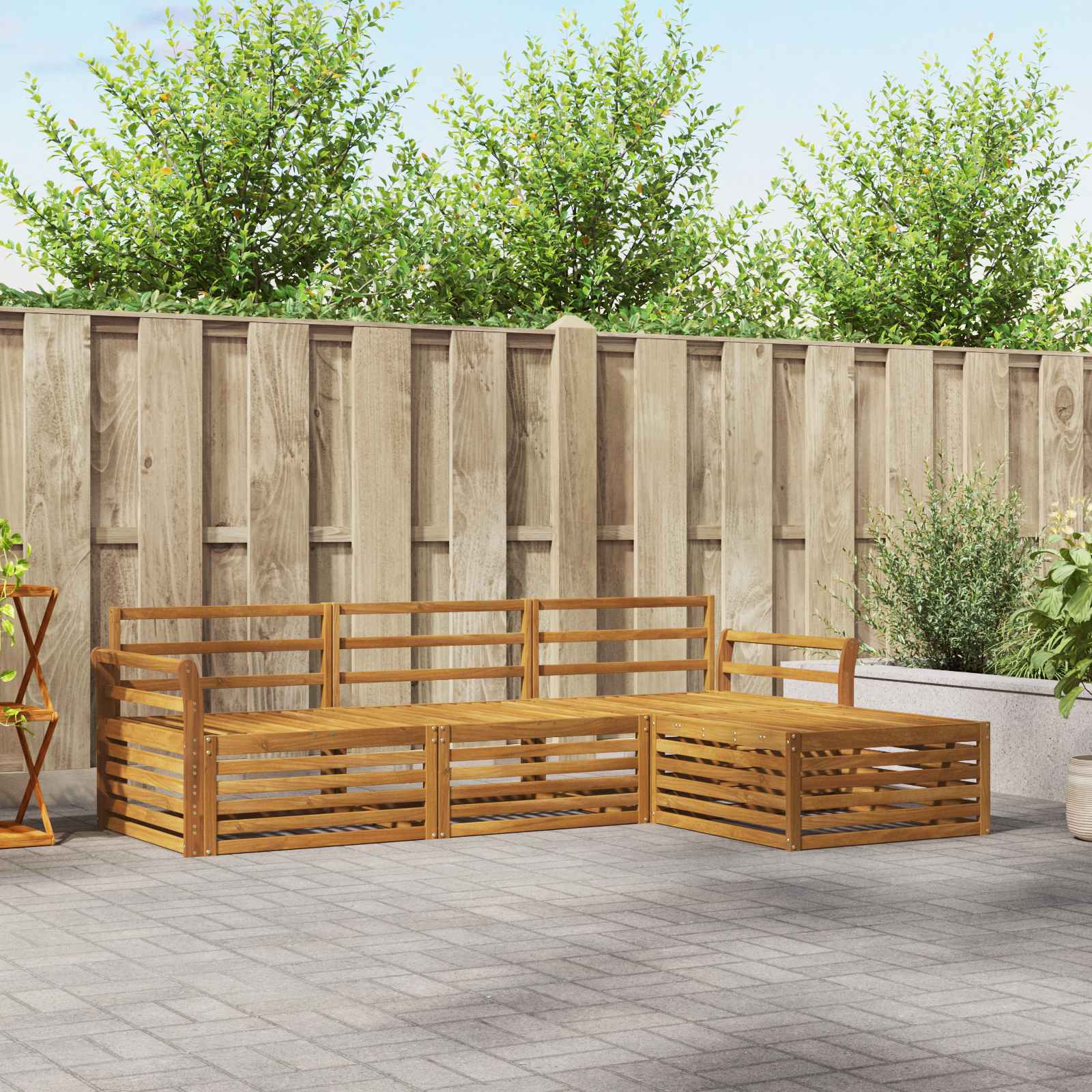vidaXL vidaXL Outdoor Sofa Set Natural 254 x 162.5 x 73 cm Solid Acacia Wood - Garden Sofa Sets