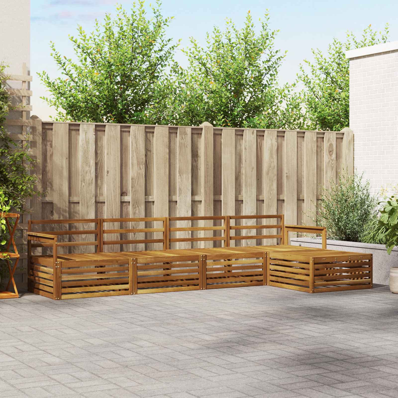 vidaXL vidaXL Outdoor Sofa Set 5 pcs Natural - Garden Sofa Sets
