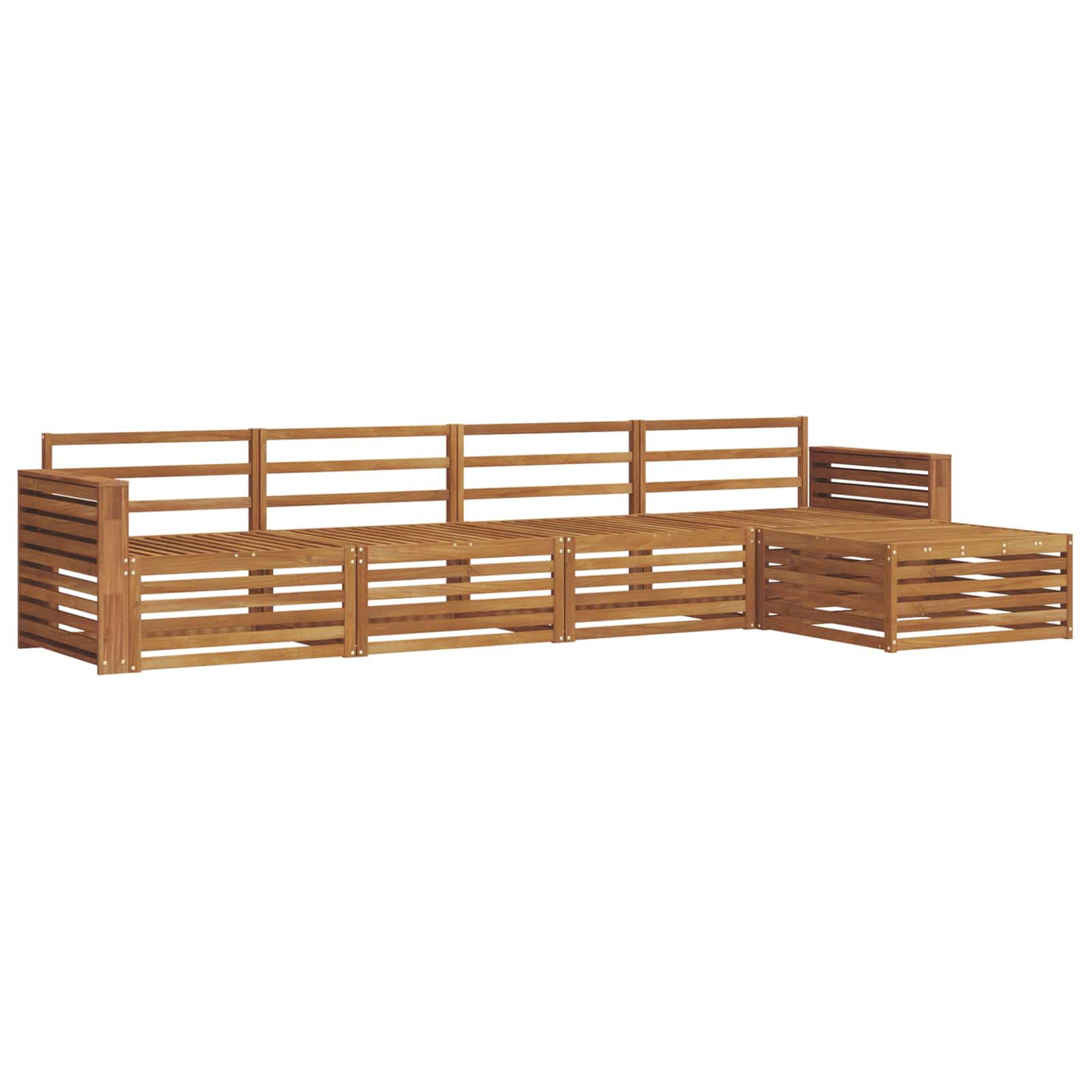 vidaXL vidaXL Outdoor Sofa Set 5 pcs Natural Solid Acacia Wood - Garden Sofa Sets