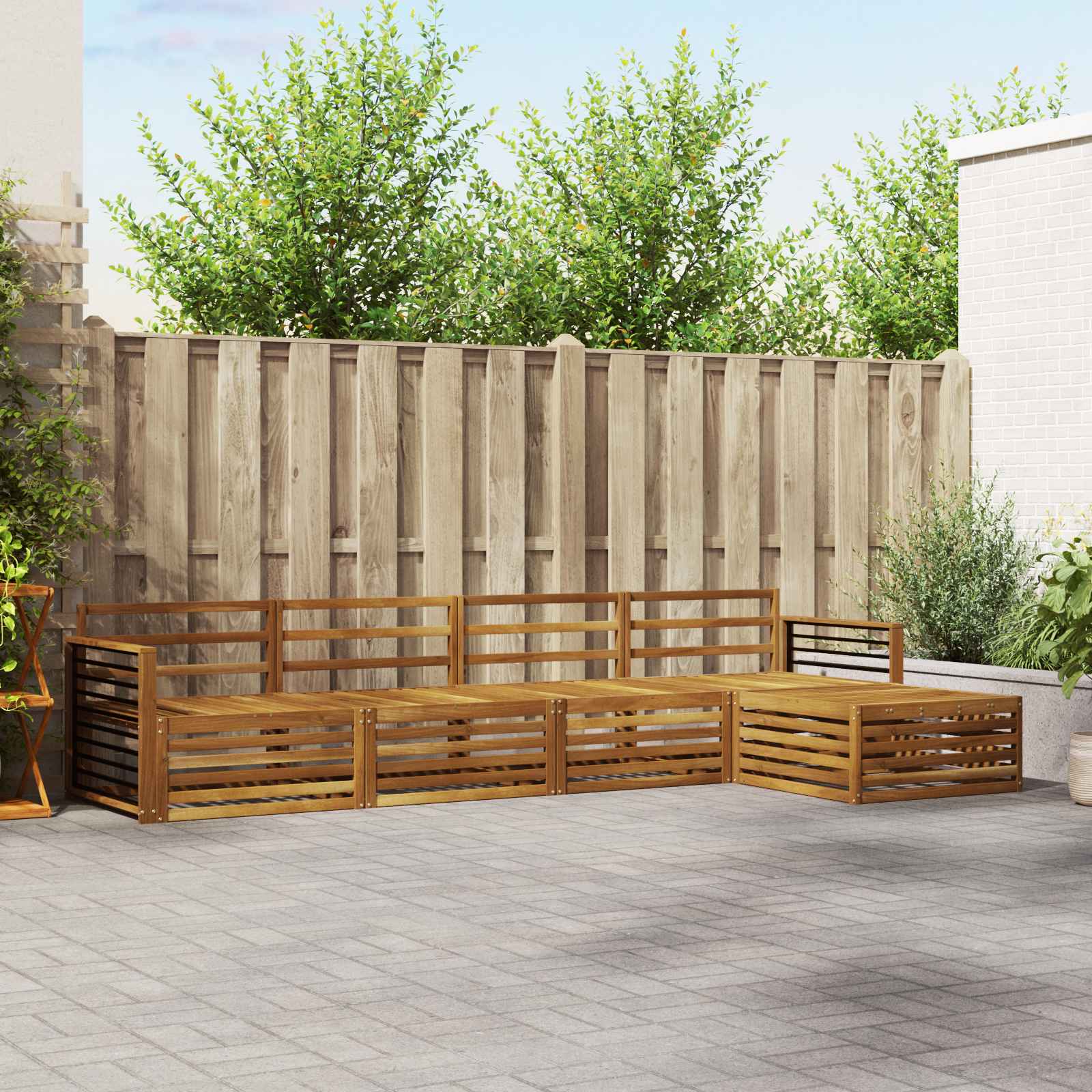 vidaXL vidaXL Outdoor Sofa Set 5 pcs Natural Solid Acacia Wood - Garden Sofa Sets