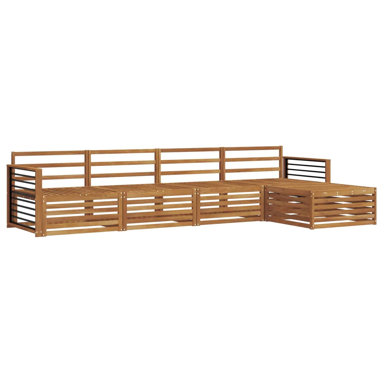 vidaXL vidaXL Outdoor Sofa Set 5 pcs Natural Solid Acacia Wood - Garden Sofa Sets