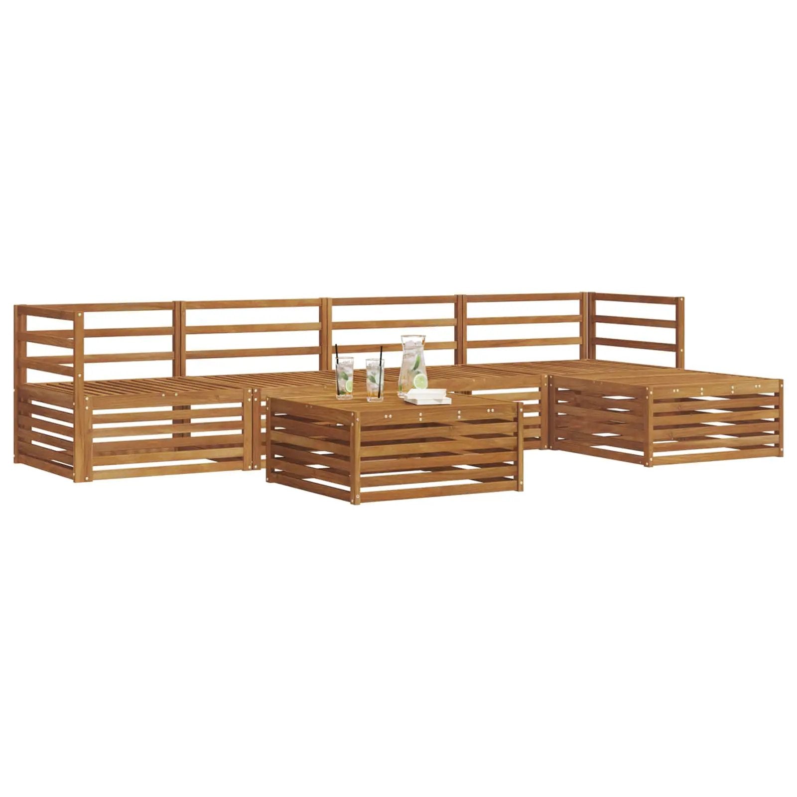 vidaXL vidaXL Outdoor Sofa Set 6 pcs Natural Solid Acacia Wood - Garden Sofa Sets