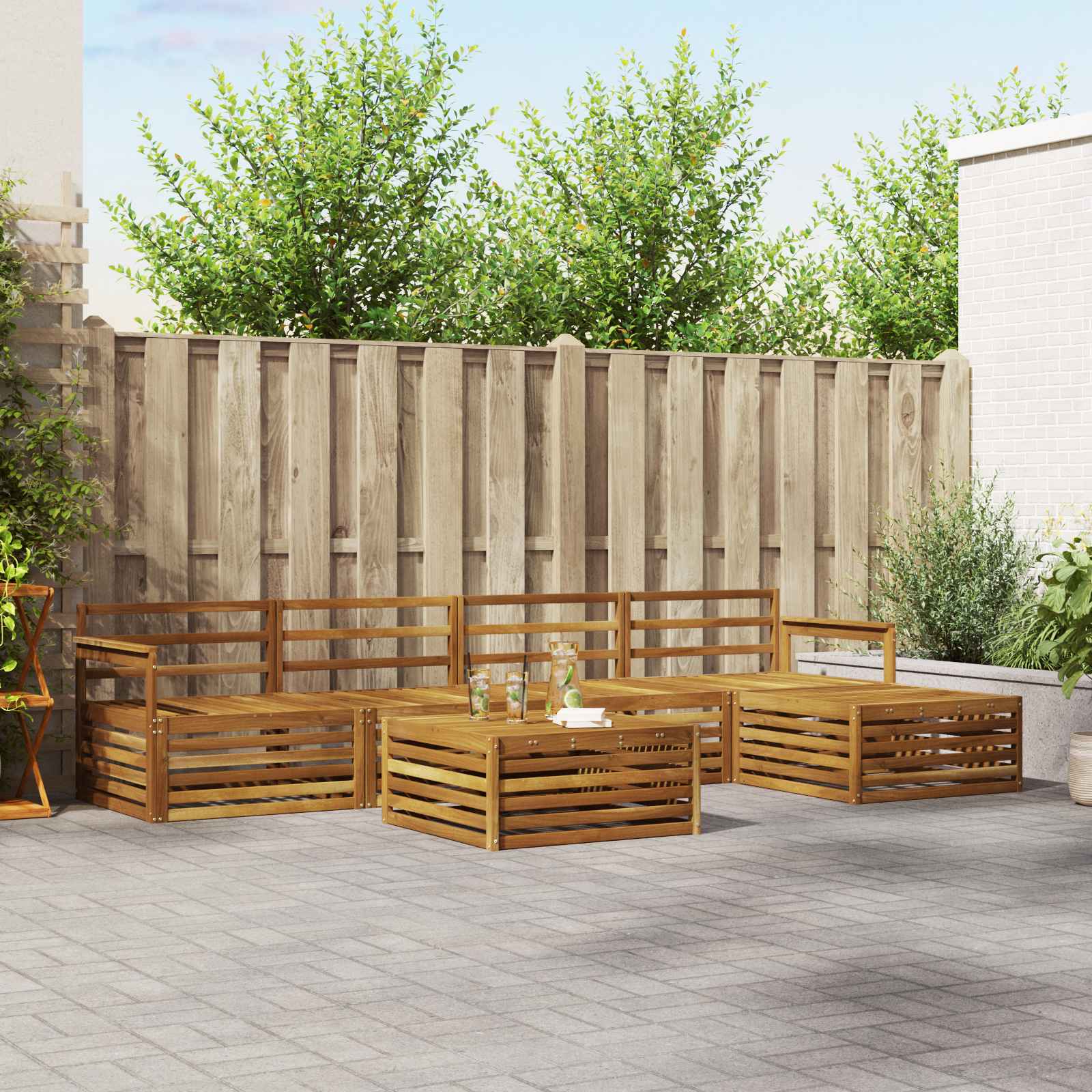 vidaXL vidaXL Outdoor Sofa Set 6 pcs Natural Solid Acacia Wood - Garden Sofa Sets
