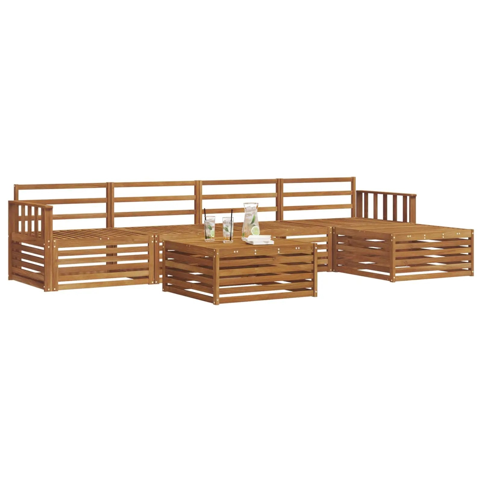 vidaXL vidaXL Outdoor Sofa Set 6 pcs Natural Solid Acacia Wood - Garden Sofa Sets
