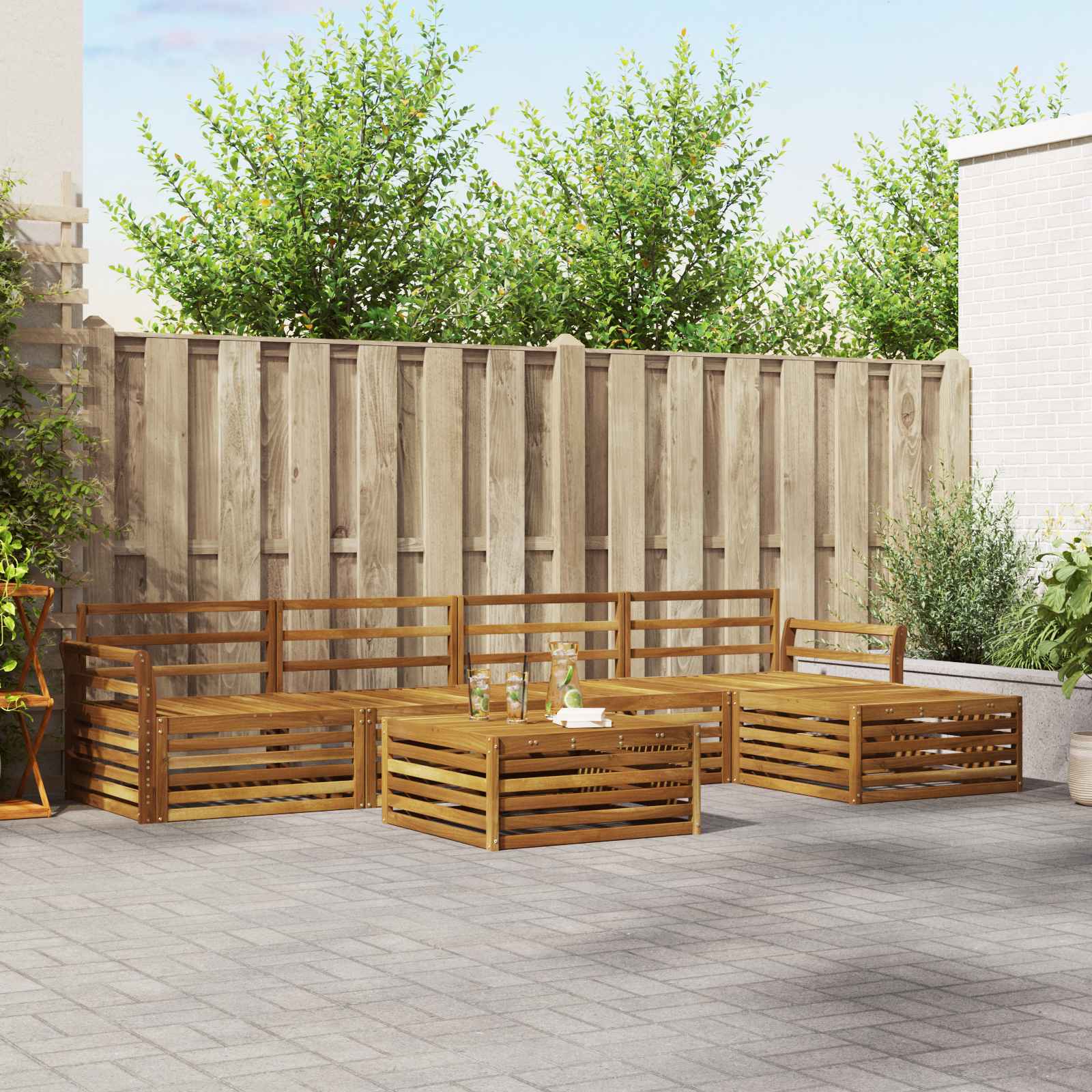 vidaXL vidaXL Outdoor Sofa Set 6 pcs Natural Solid Acacia Wood - Garden Sofa Sets