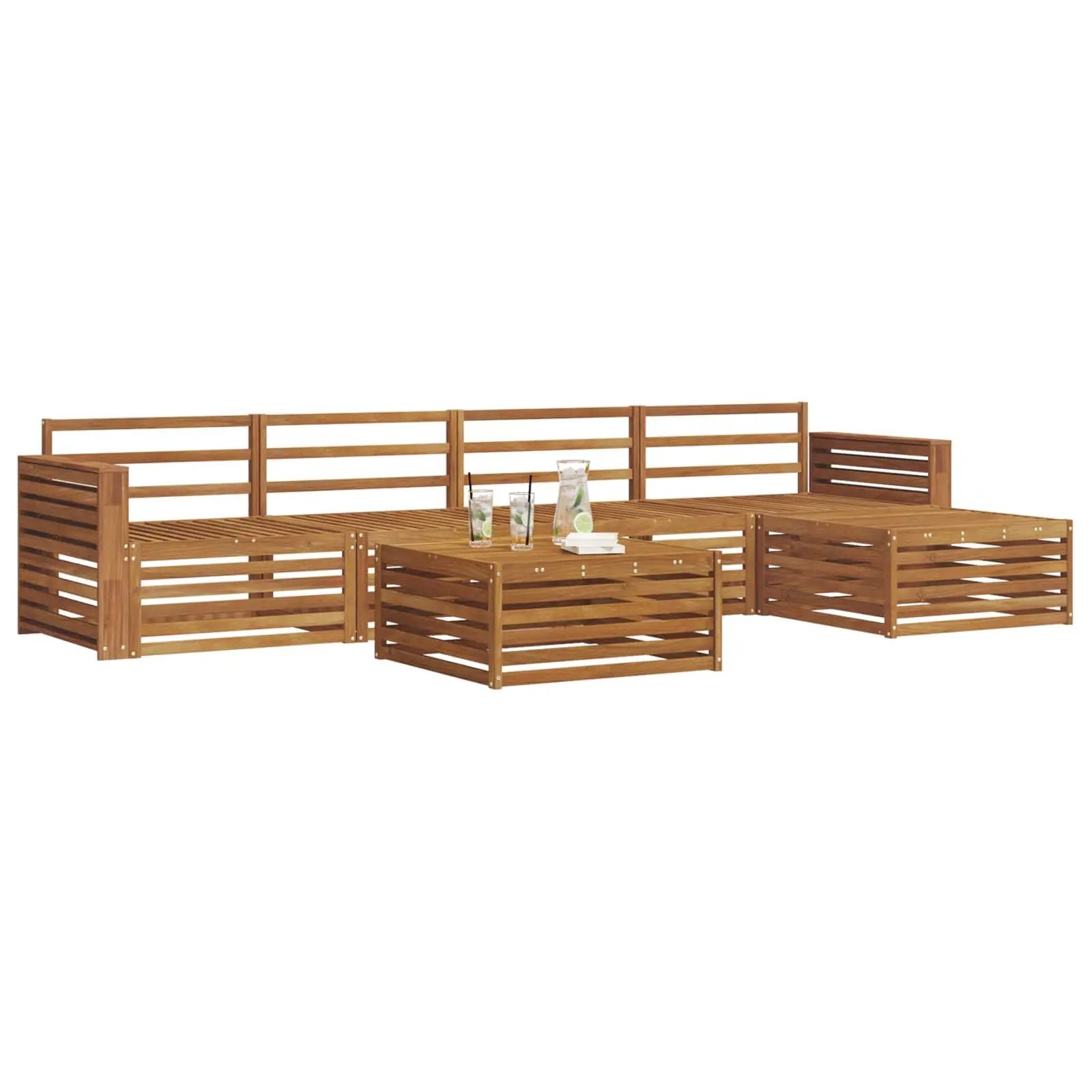 vidaXL vidaXL Outdoor Sofa Set 6 pcs Natural Solid Acacia Wood - Garden Sofa Sets