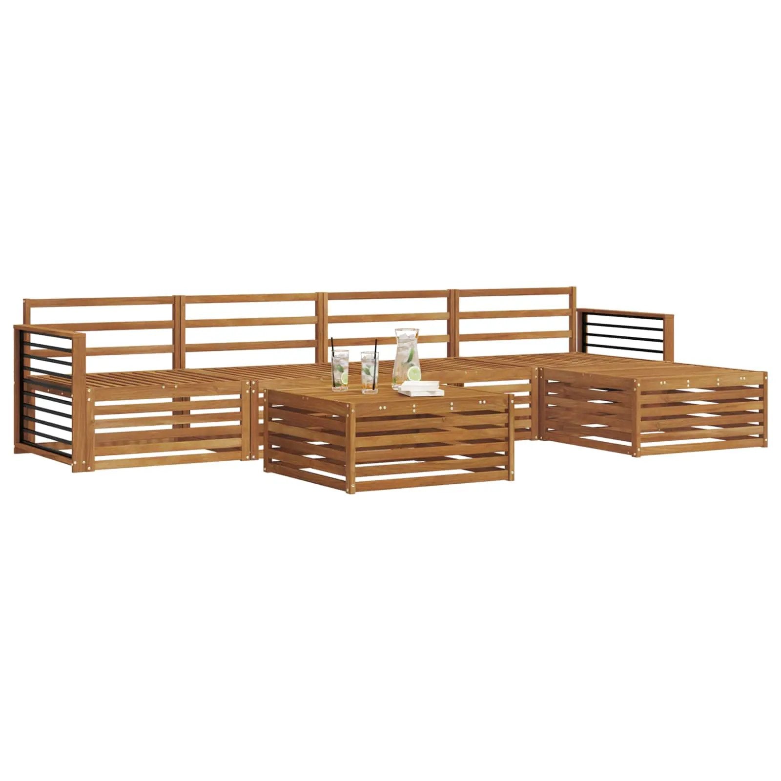 vidaXL vidaXL Outdoor Sofa Set 6 pcs Natural Solid Acacia Wood - Garden Sofa Sets