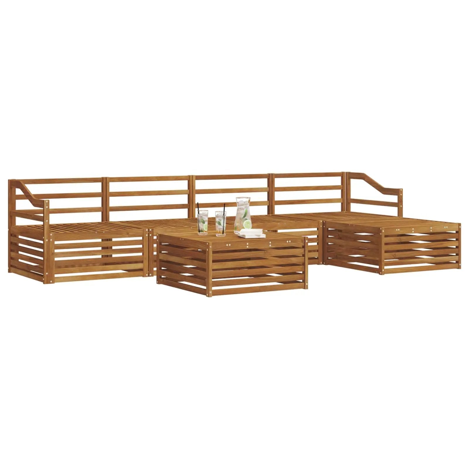 vidaXL vidaXL Outdoor Sofa Set 6 pcs Natural Solid Acacia Wood - Garden Sofa Sets