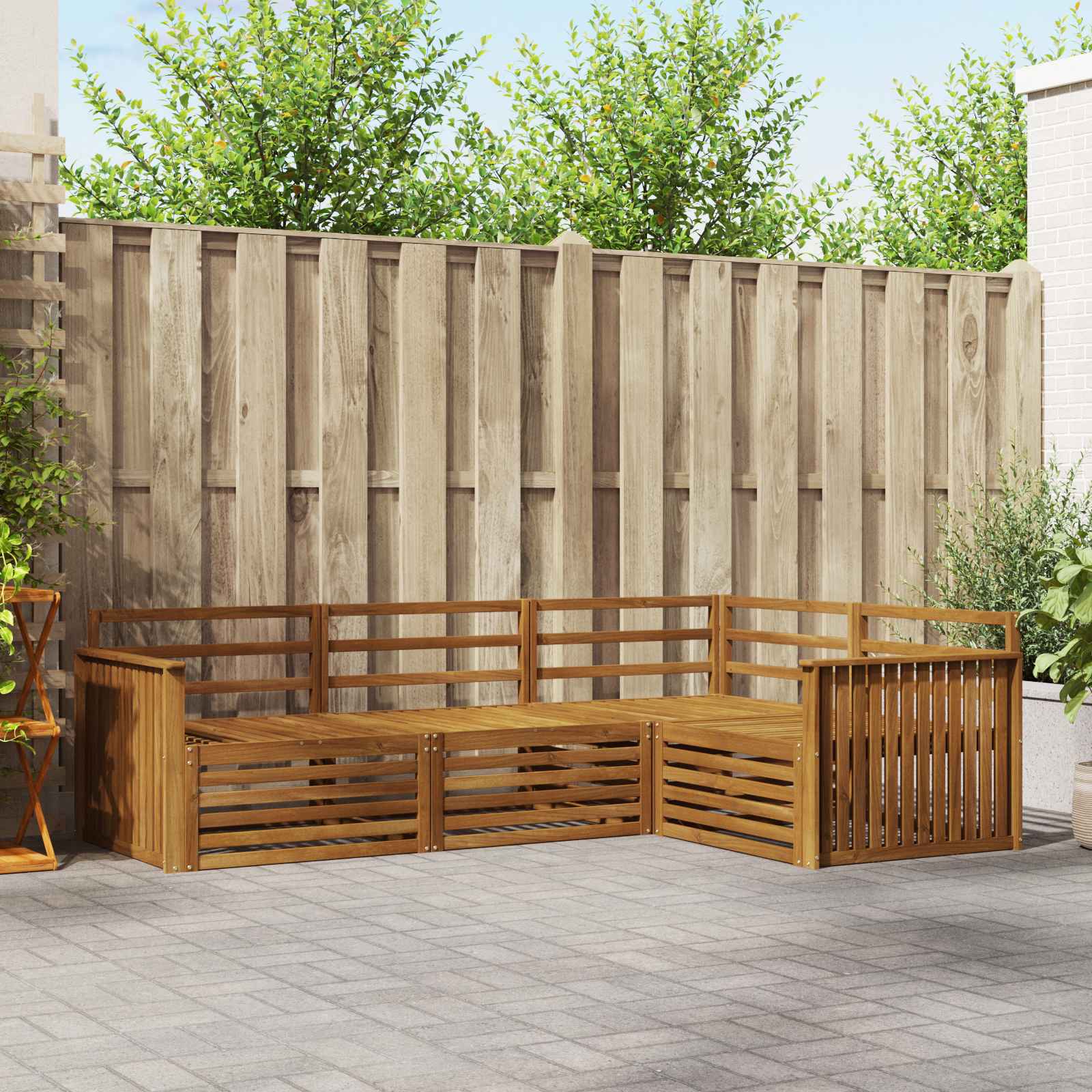 vidaXL vidaXL Outdoor Sofa Set 4 pcs Natural Solid Acacia Wood - Garden Sofa Sets