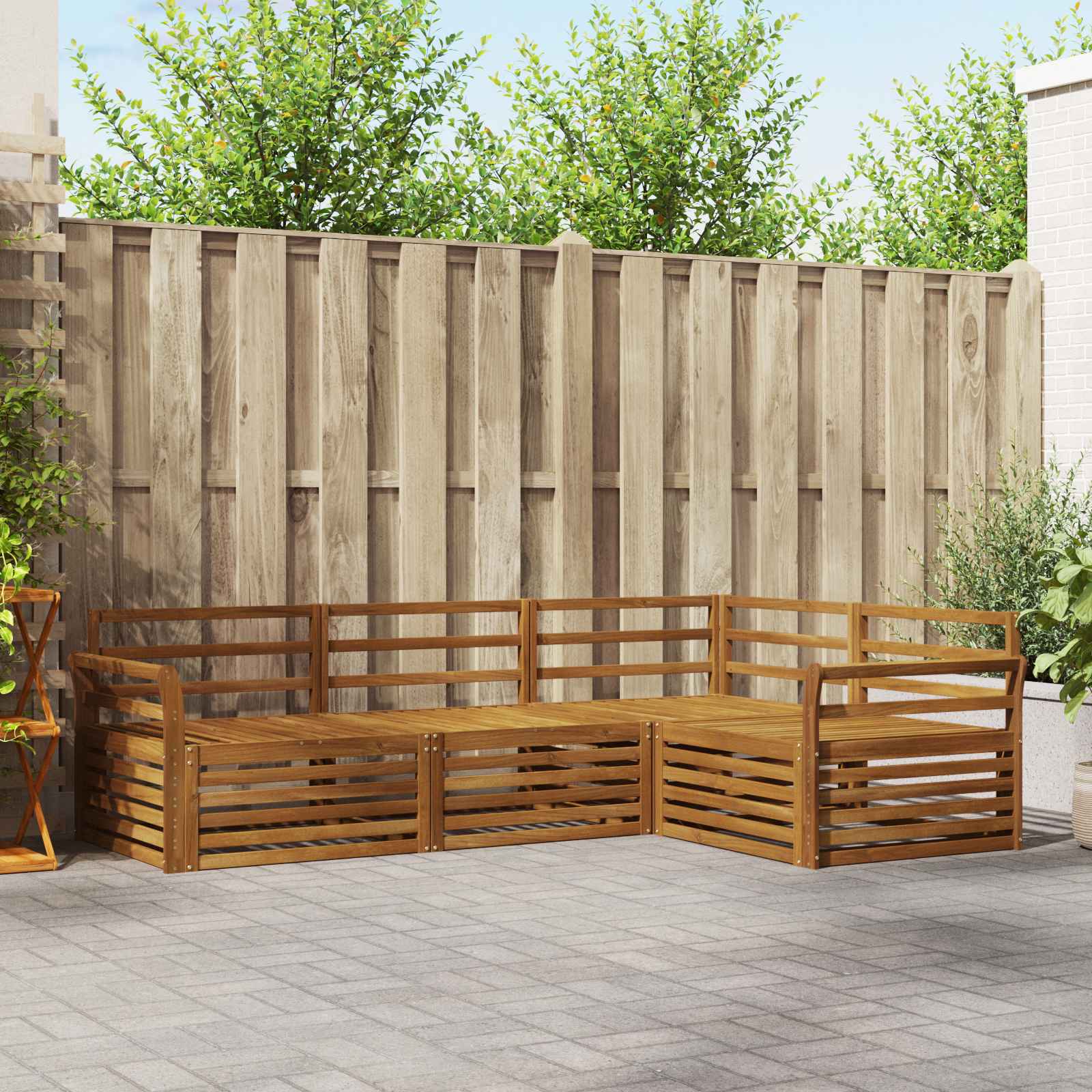 vidaXL vidaXL Outdoor Sofa Set 4 pcs Natural Solid Acacia Wood - Garden Sofa Sets