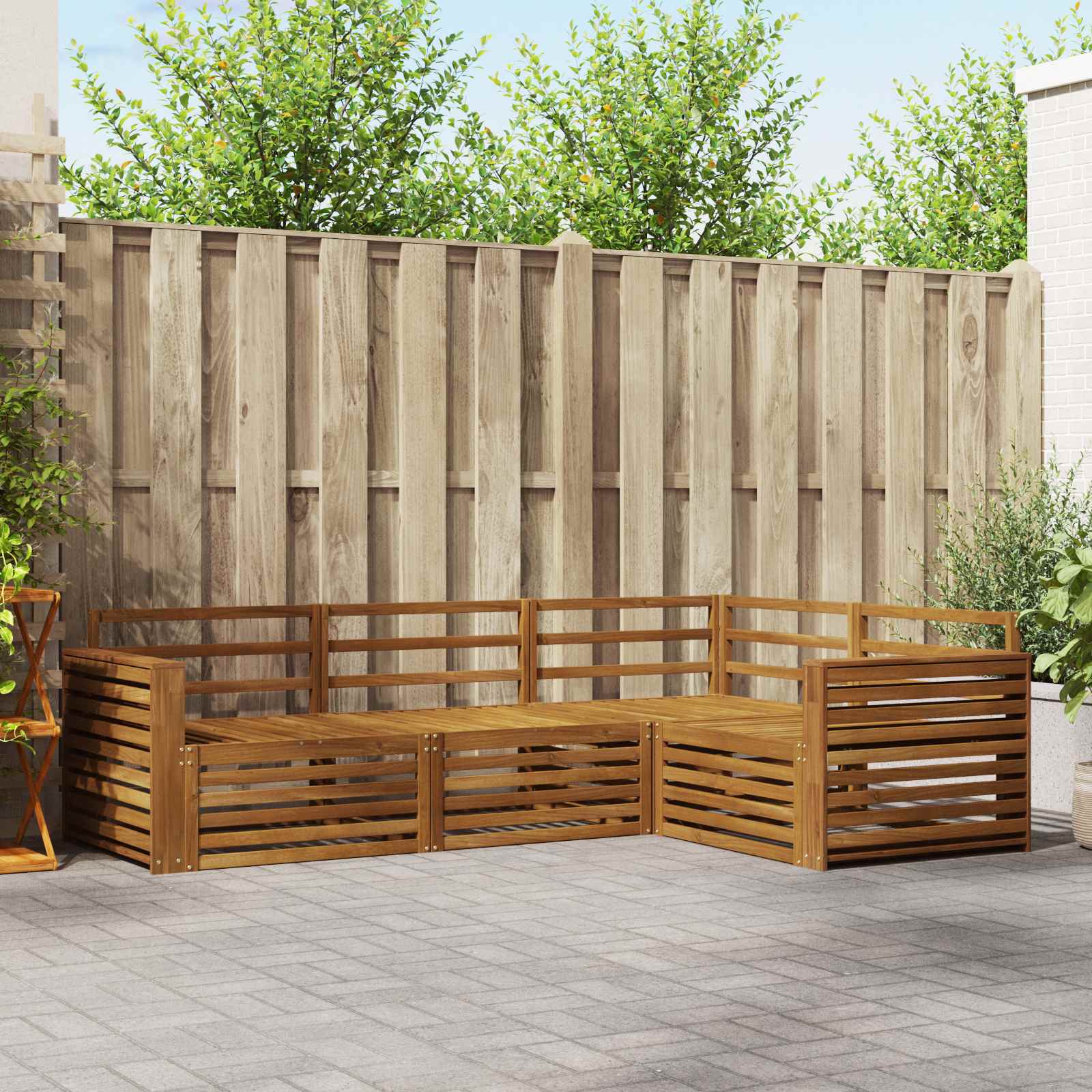 vidaXL vidaXL Outdoor Sofa Set 4 pcs Natural Solid Acacia Wood - Garden Sofa Sets