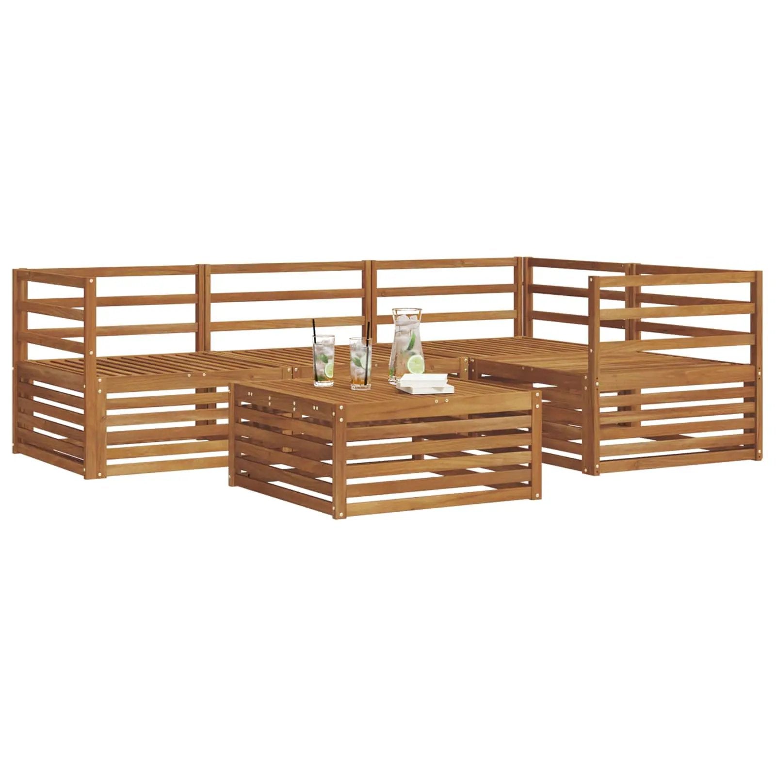 vidaXL vidaXL Outdoor Sofa Set 5 pcs Natural Solid Acacia Wood - Garden Sofa Sets