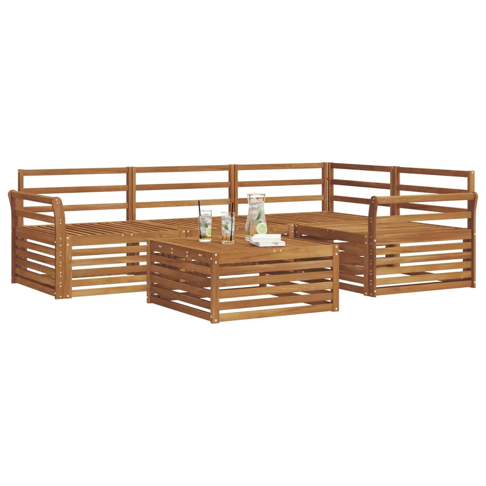 vidaXL vidaXL Outdoor Sofa Set 5 pcs Natural Solid Acacia Wood - Garden Sofa Sets