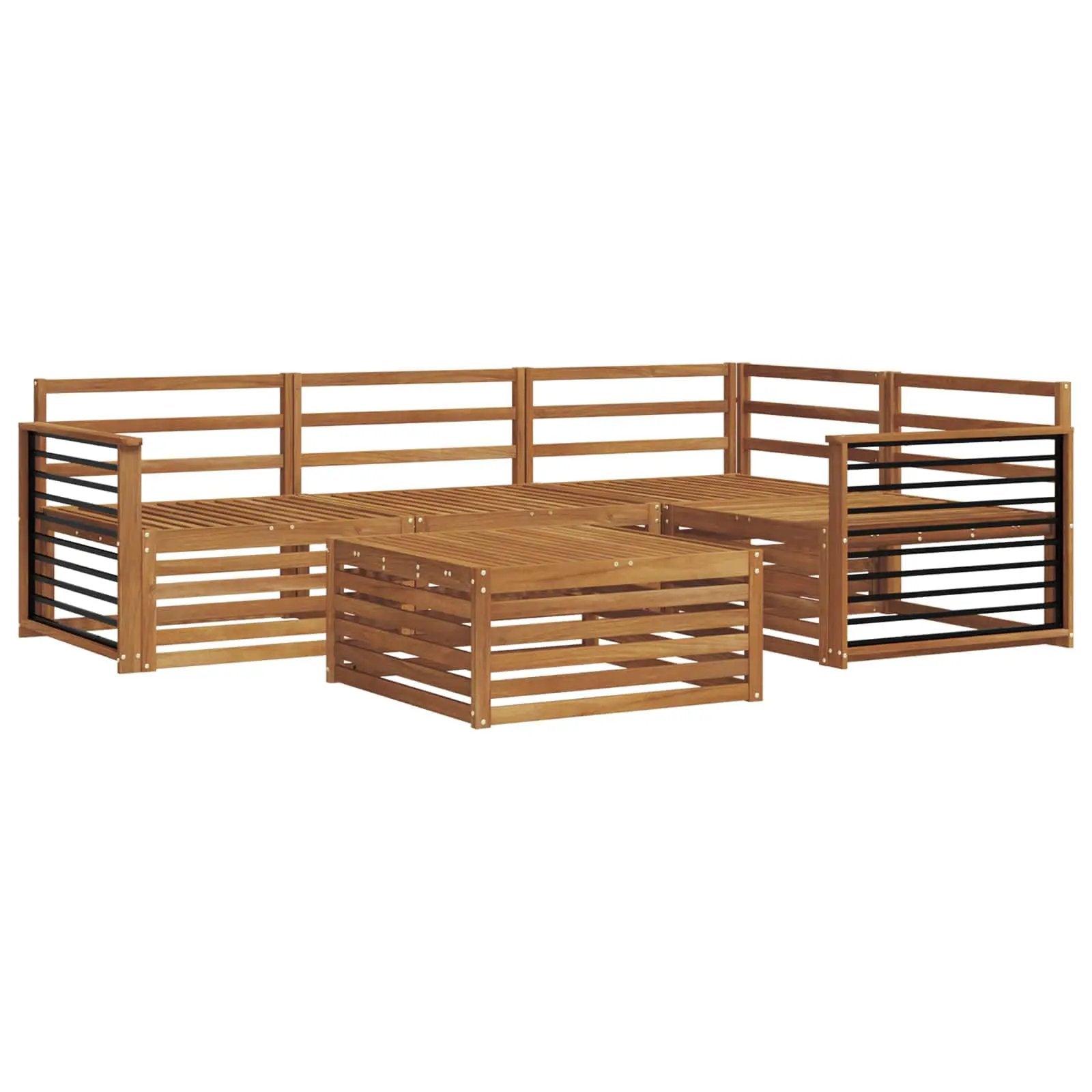 vidaXL vidaXL Outdoor Sofa Set 5 pcs Natural Solid Acacia Wood - Garden Sofa Sets
