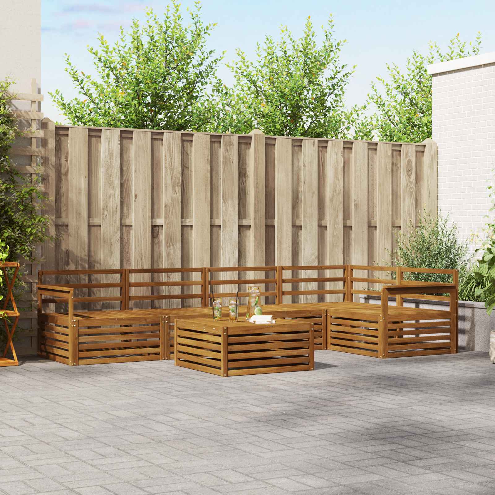 vidaXL vidaXL Outdoor Sofa Set 6 pcs Natural - Garden Sofa Sets