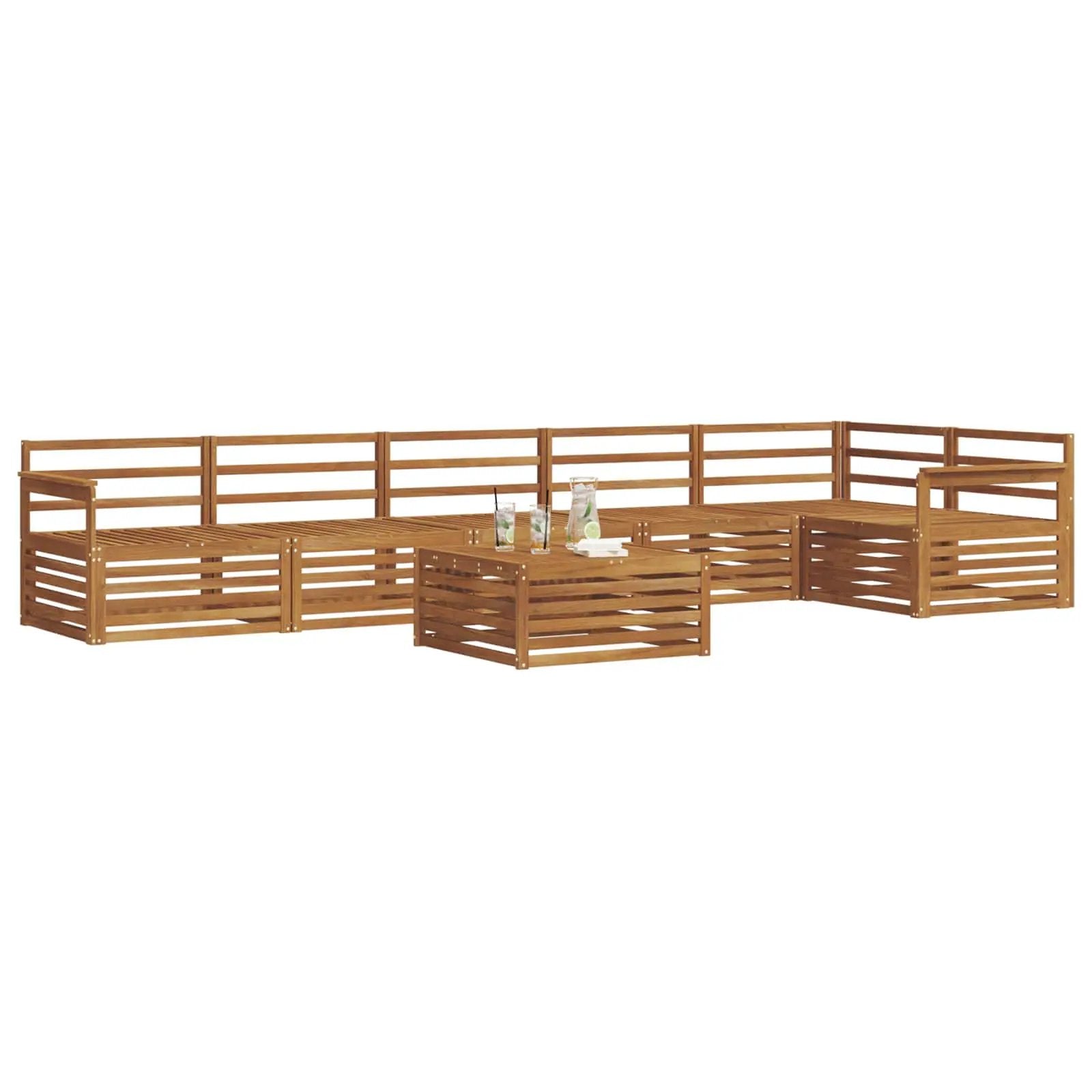 vidaXL vidaXL Outdoor Sofa Set 7 pcs Natural - Garden Sofa Sets