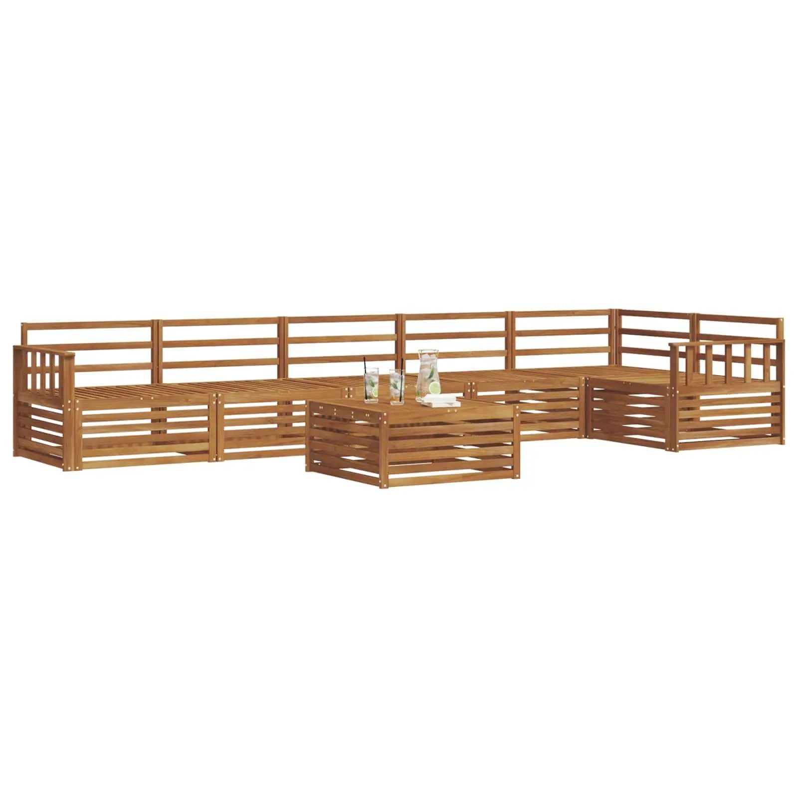 vidaXL vidaXL Outdoor Sofa Set 7 pcs Natural - Garden Sofa Sets