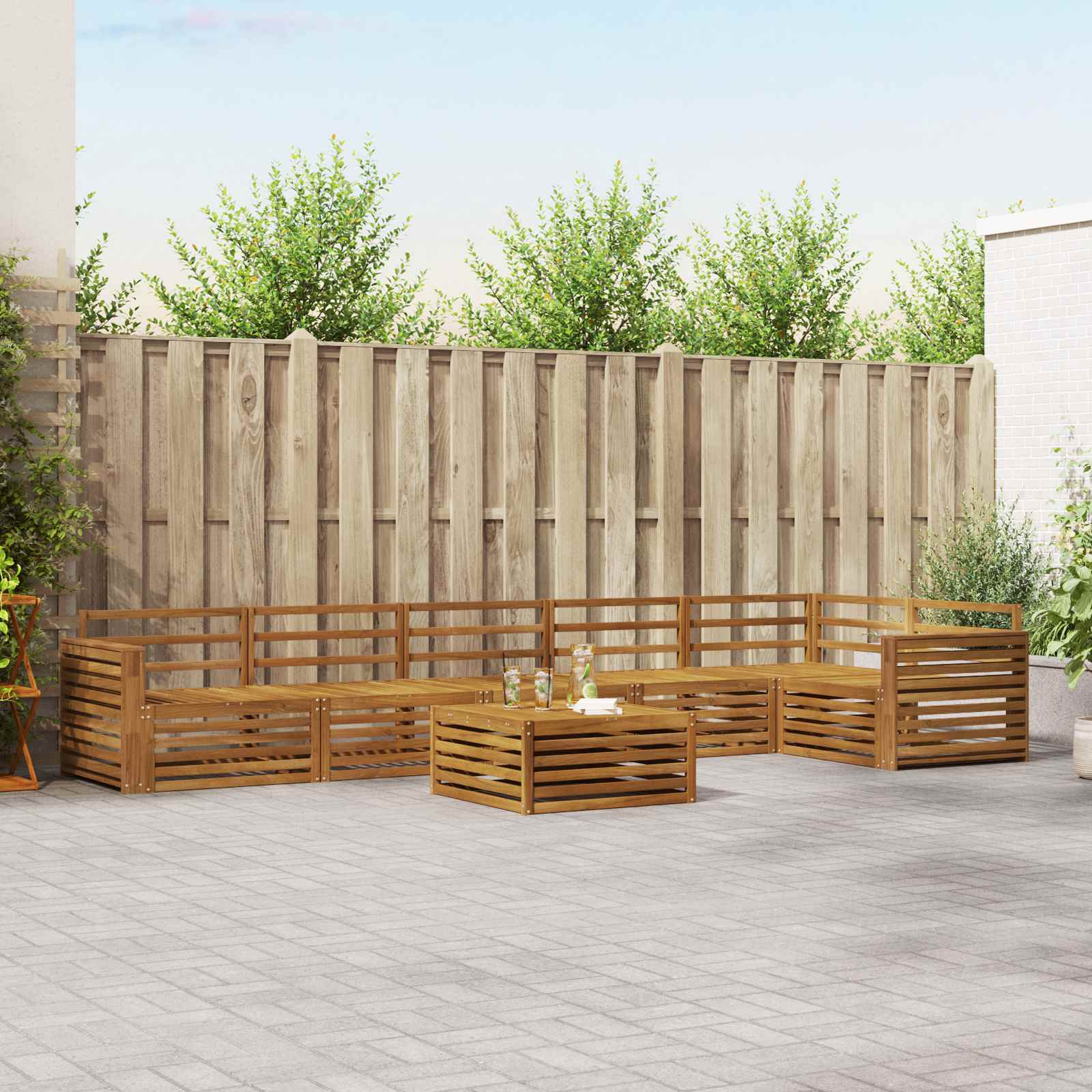 vidaXL vidaXL Outdoor Sofa Set 7 pcs Natural - Garden Sofa Sets