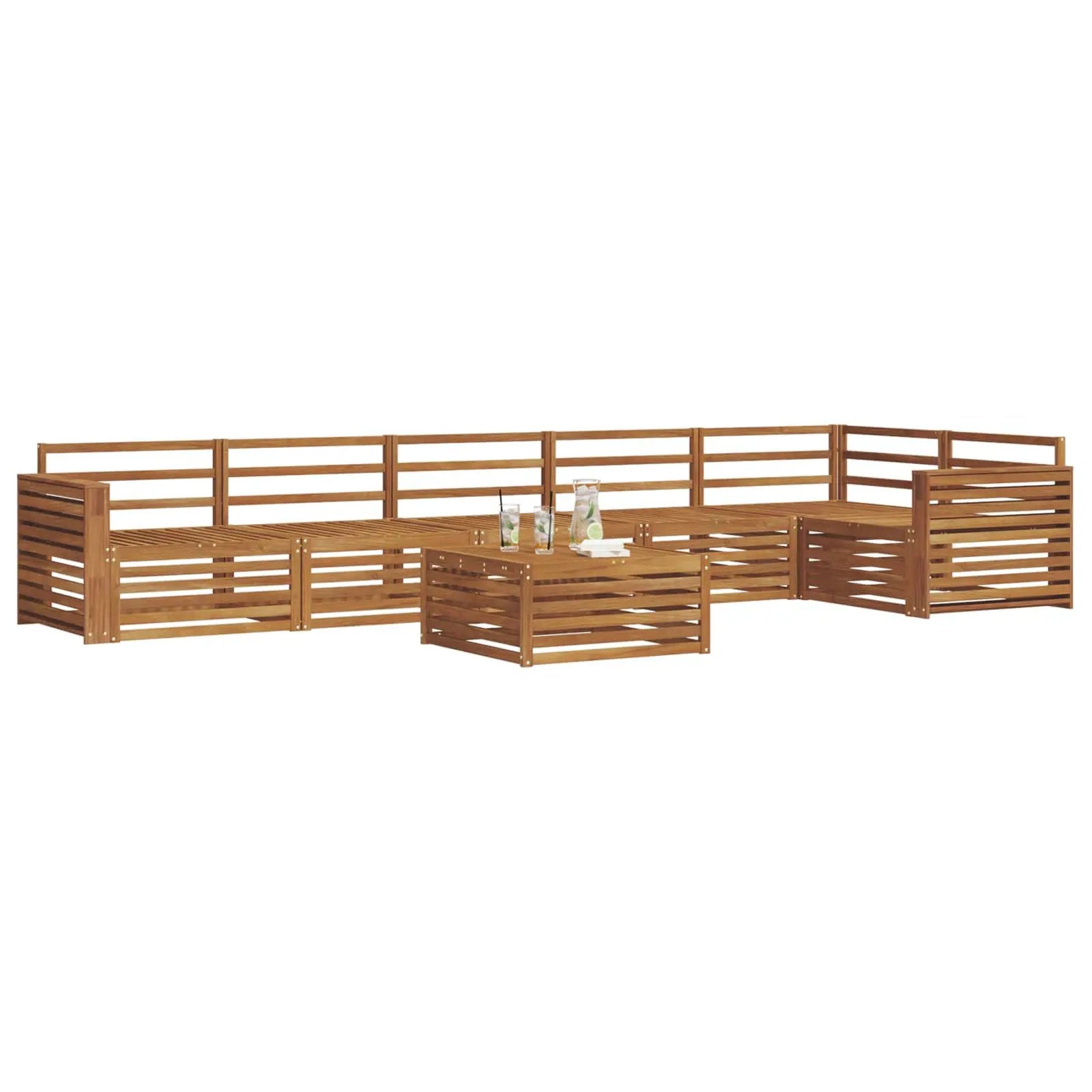 vidaXL vidaXL Outdoor Sofa Set 7 pcs Natural - Garden Sofa Sets