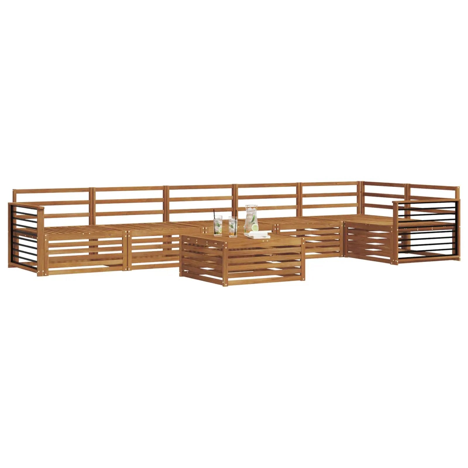 vidaXL vidaXL Outdoor Sofa Set 7 pcs Natural Solid Acacia Wood - Garden Sofa Sets
