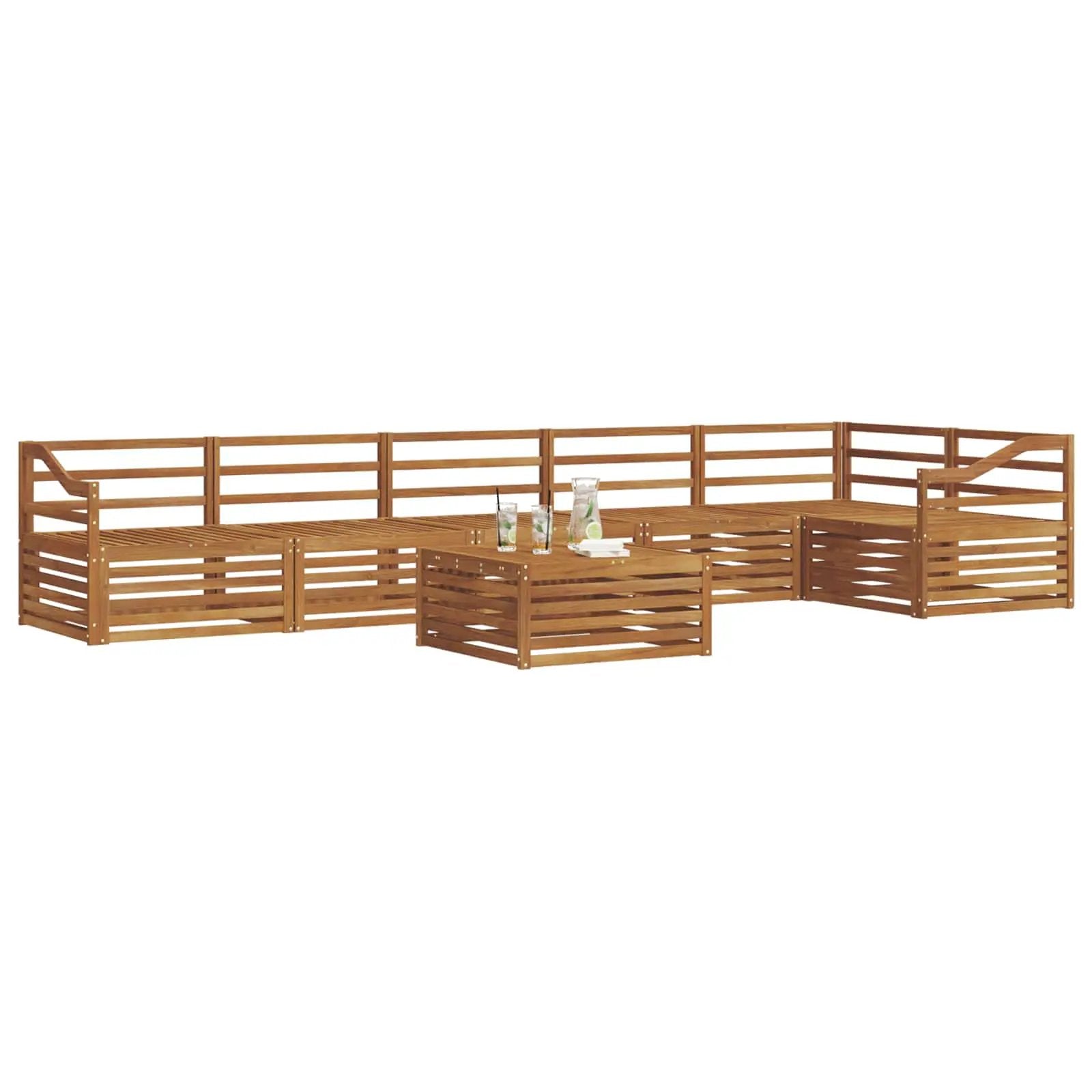 vidaXL vidaXL Outdoor Sofa Set 7 pcs Natural - Garden Sofa Sets