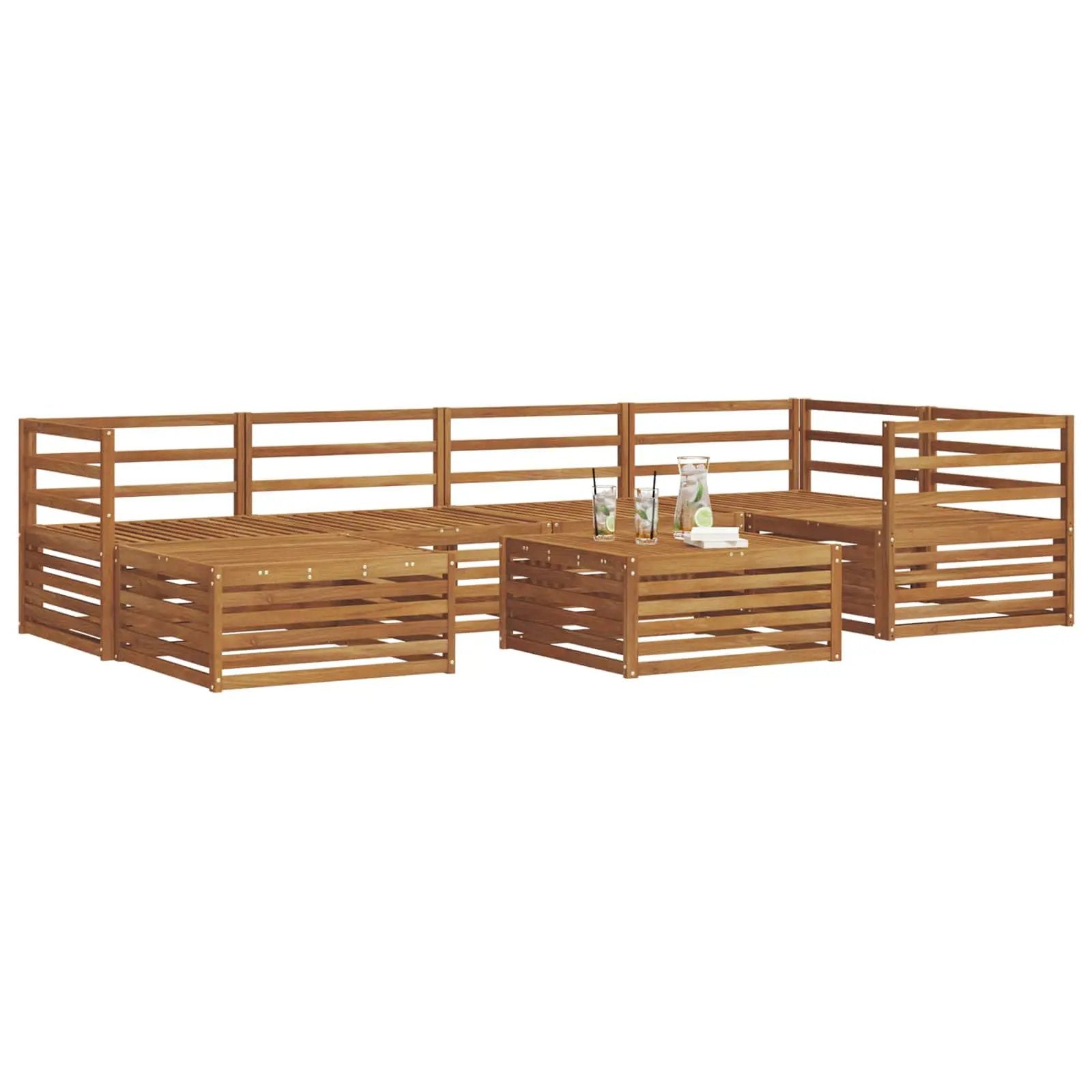 vidaXL vidaXL Outdoor Sofa Set 7 pcs Natural - Garden Sofa Sets