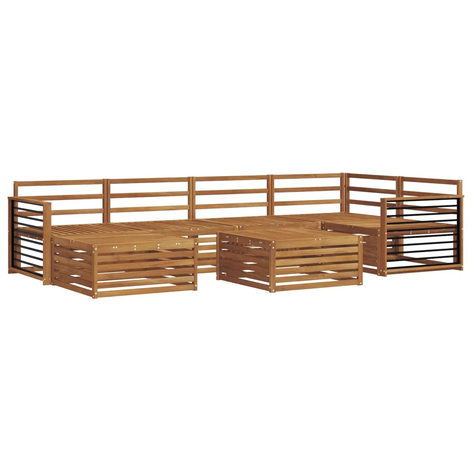 vidaXL vidaXL Outdoor Sofa Set 7 pcs Natural Solid Acacia Wood - Garden Sofa Sets