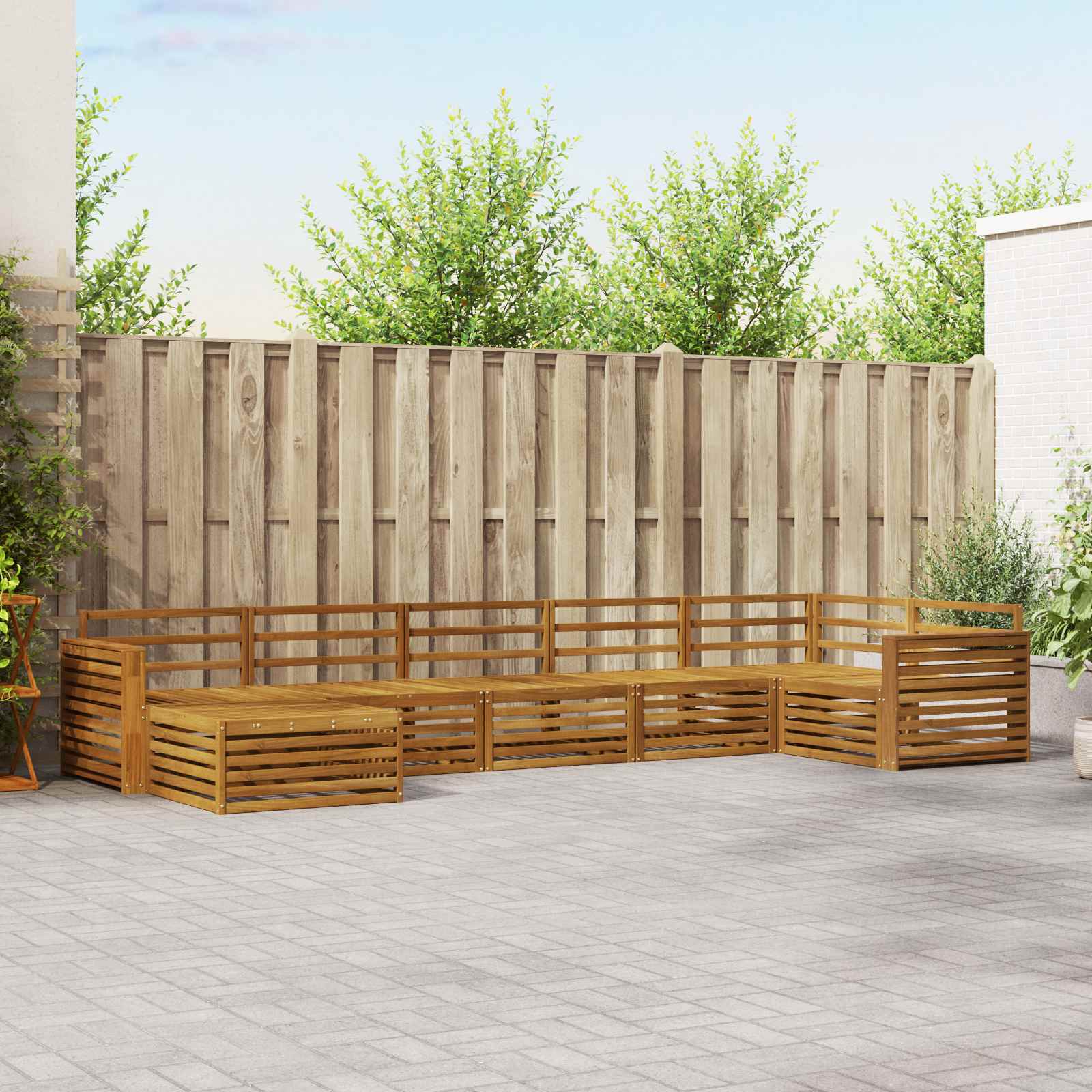 vidaXL vidaXL Outdoor Sofa Set 7 pcs Natural - Garden Sofa Sets